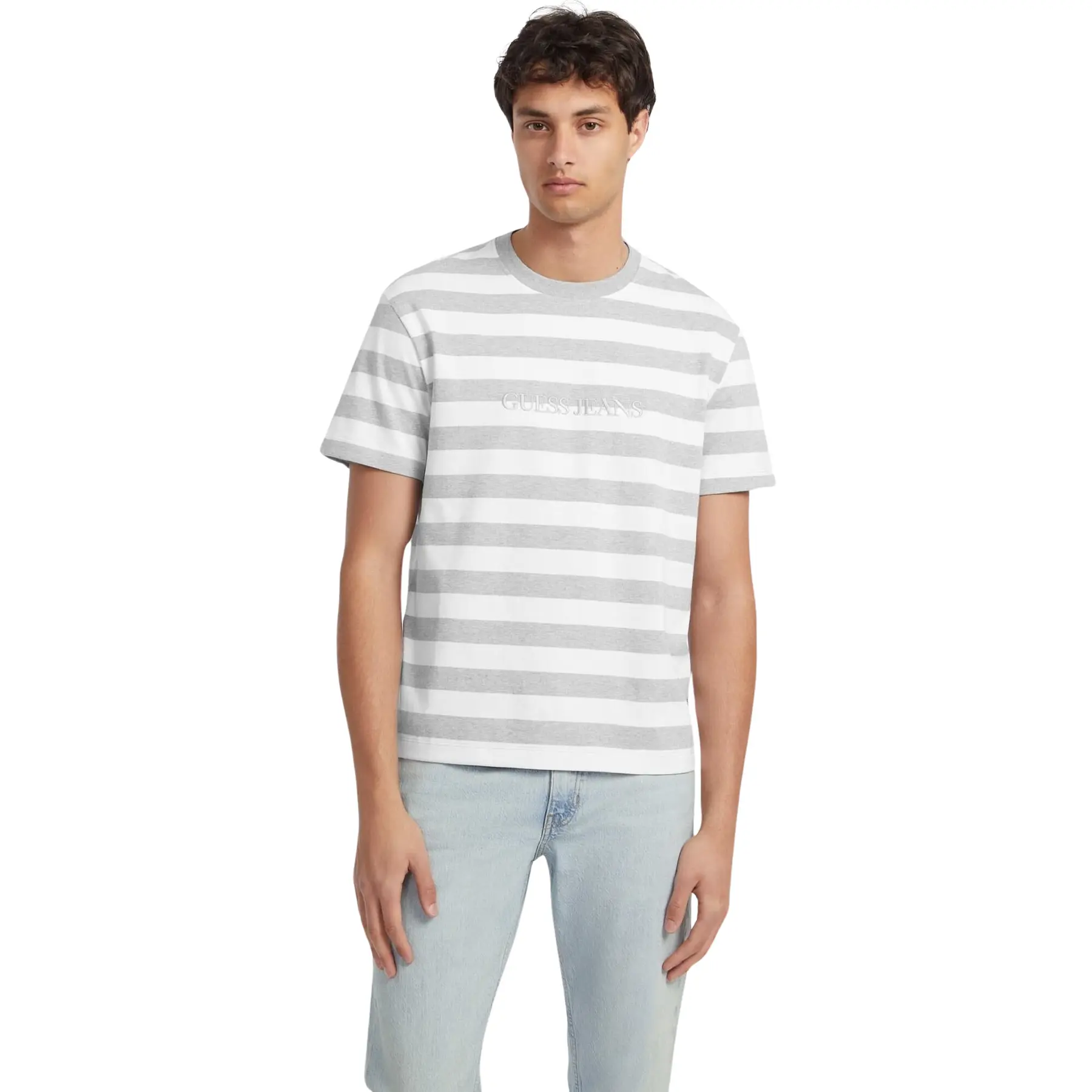 T-shirt a righe con logo Guess