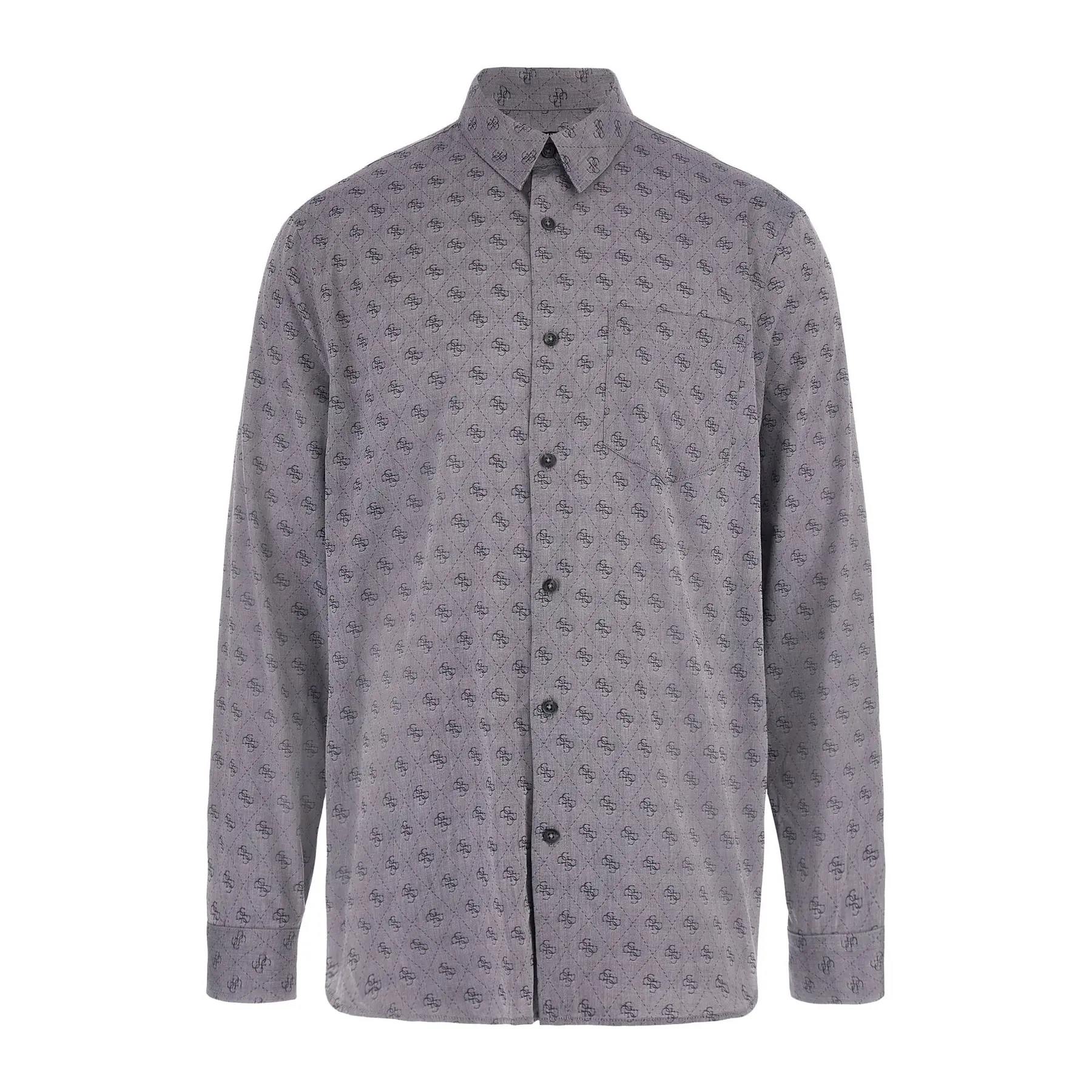 Guess Uomo Grigio Camicia Jacquard 4G