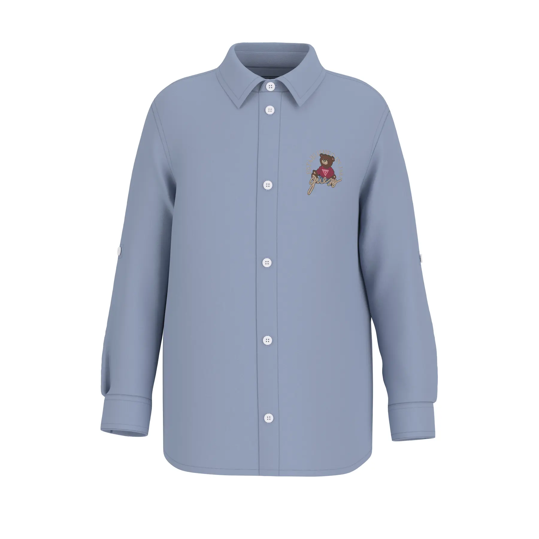 Guess White Adjustable Long-Sleeve Shirt For Kids Oxford Pure