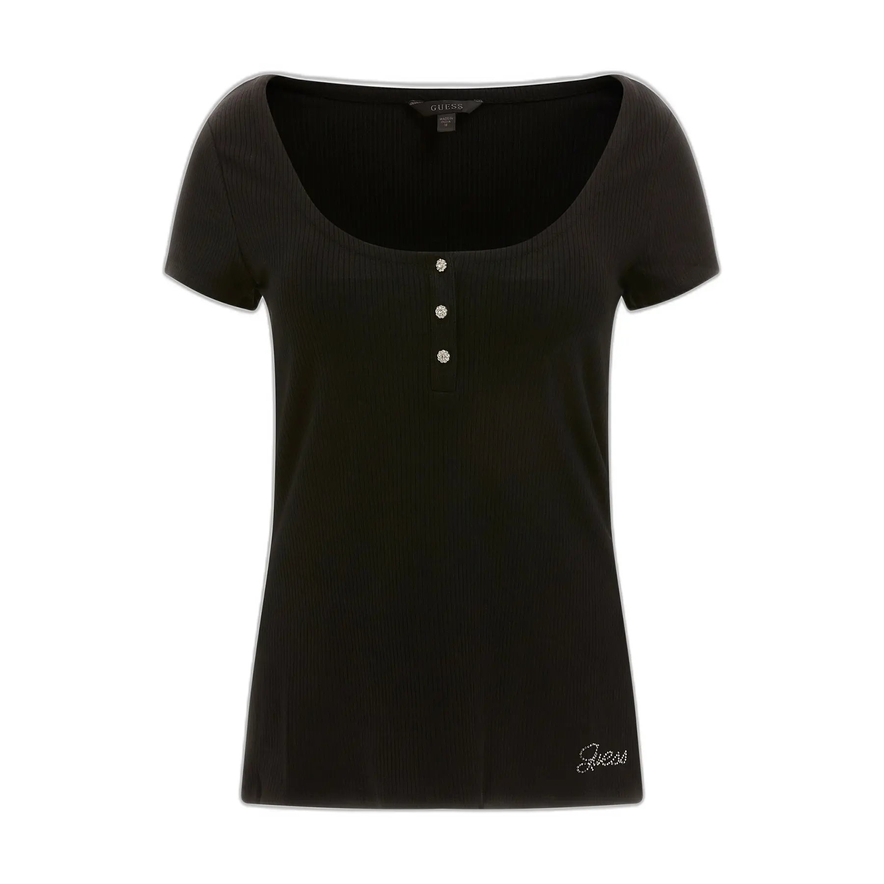 T-Shirt Damen Guess Karlee Jewel Btn Henley