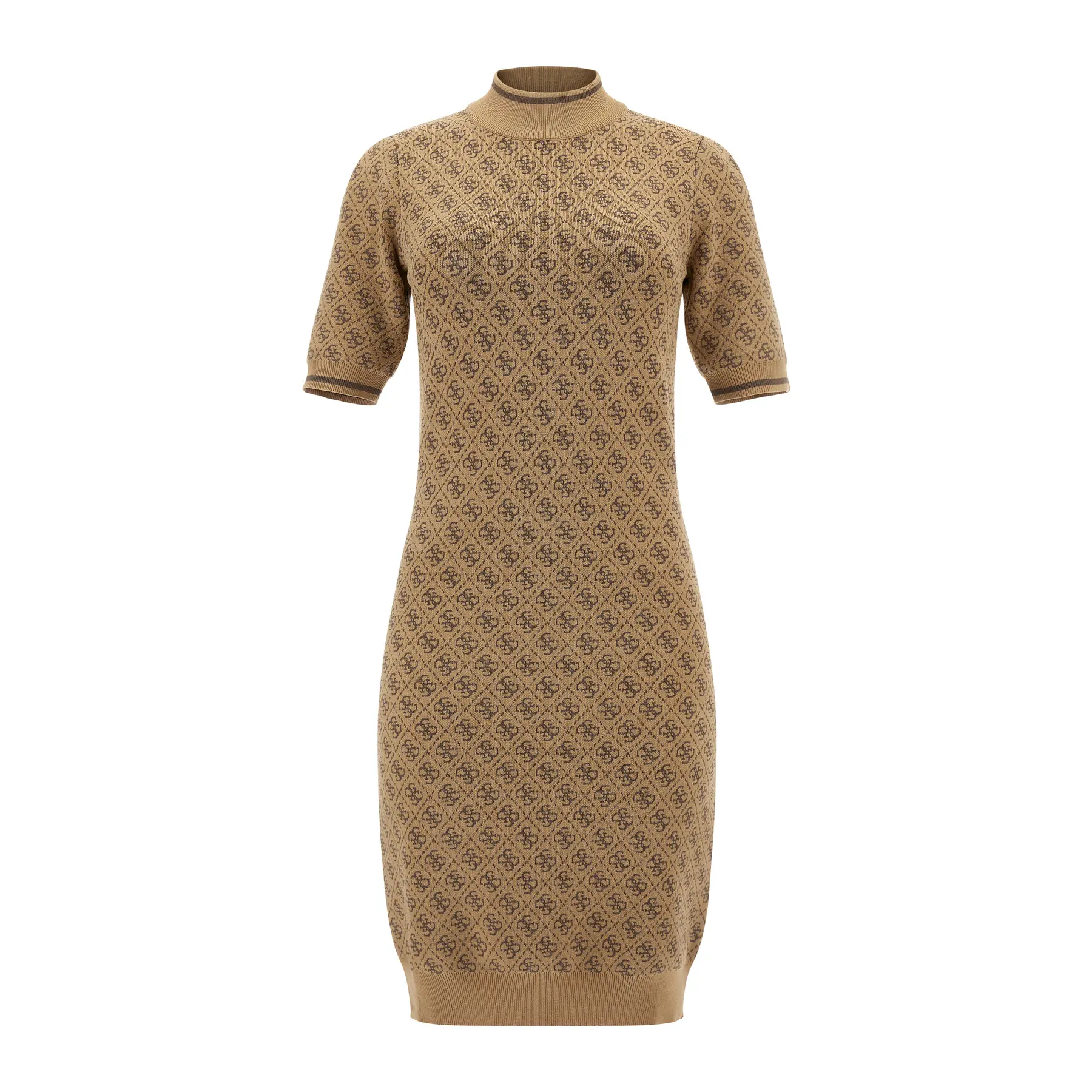 Guess Beige Kleid Frau Lise 4G Logo
