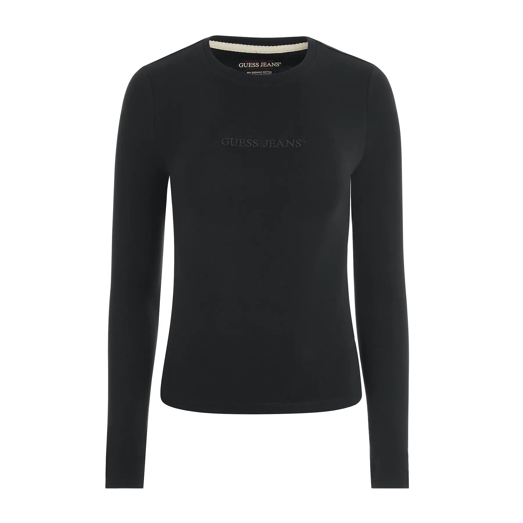 T-shirt a maniche lunghe slim con logo ricamato donna Guess