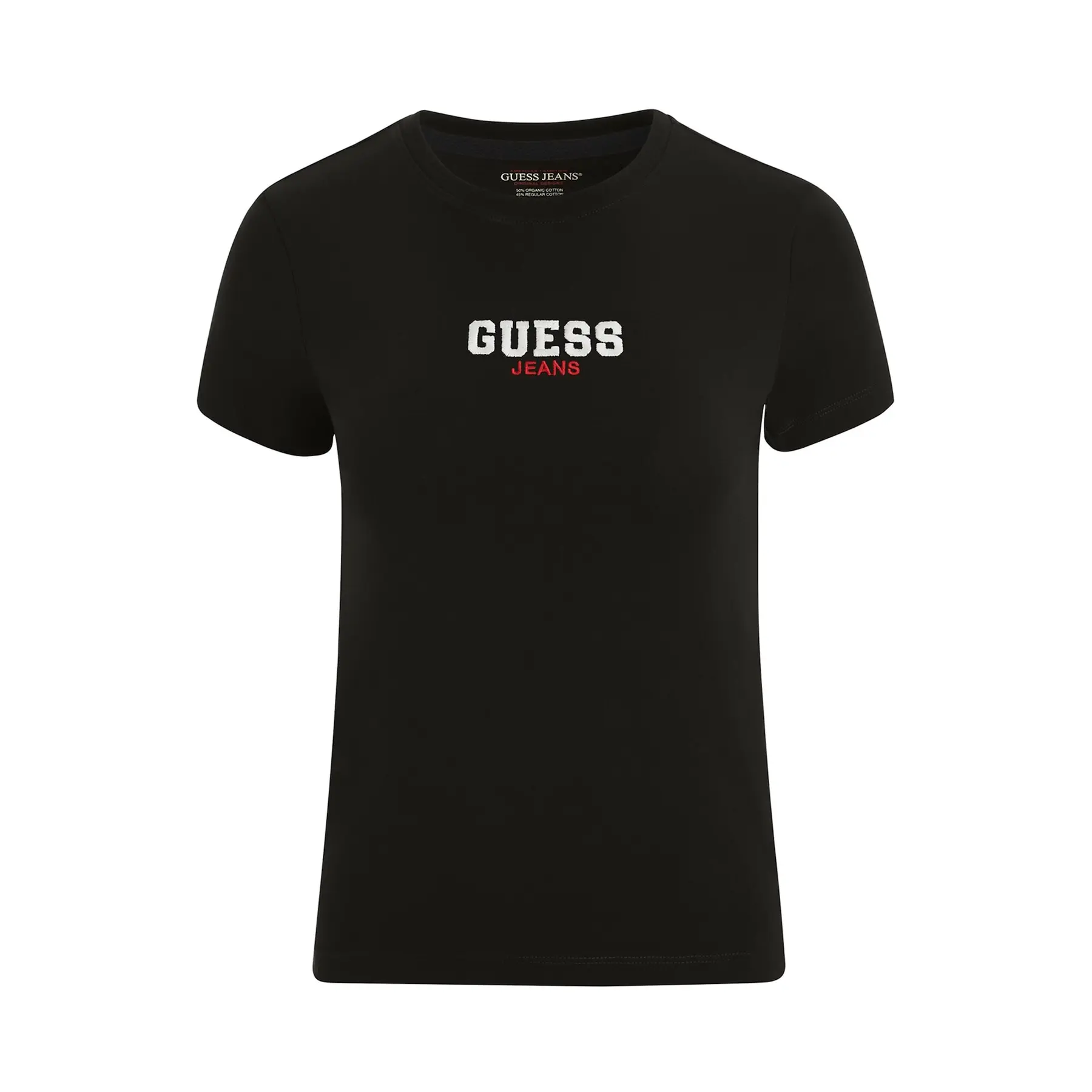 Damen Slim T-Shirt aus geripptem Material mit Stickerei Guess
