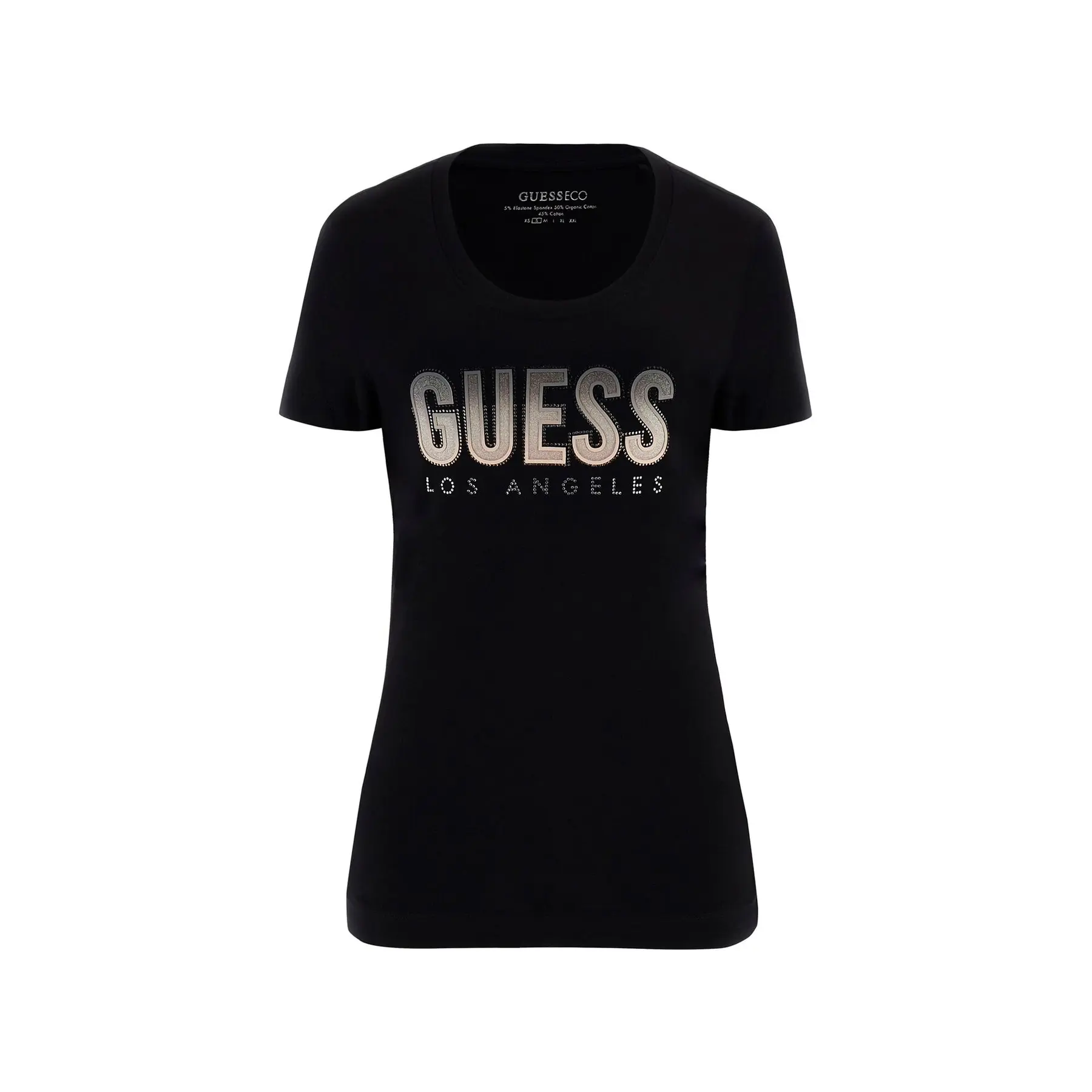 Damen T-Shirt mit Rundhalsausschnitt und schimmerndem Logo Guess