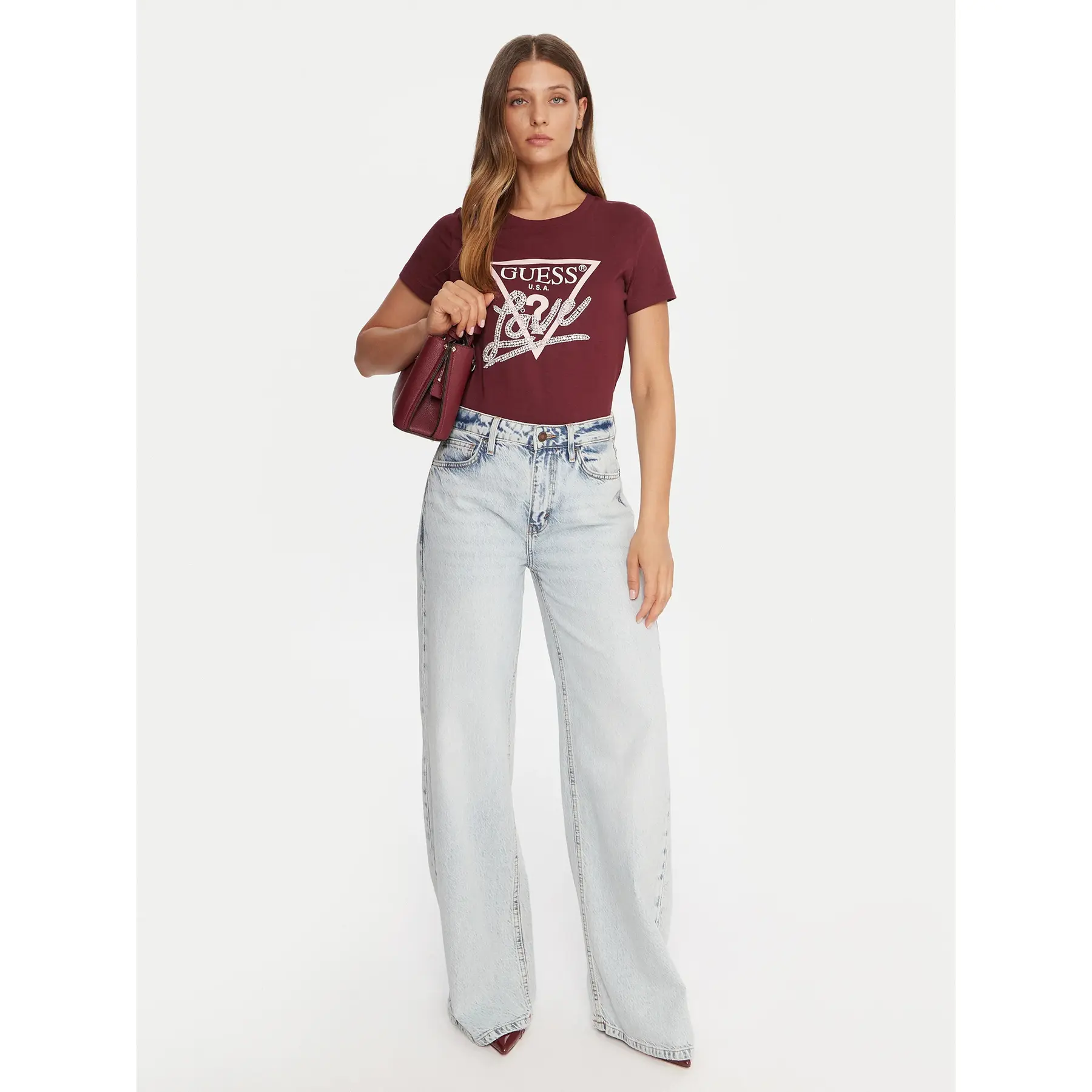 T-shirt da donna Guess Pearls Love Triangle