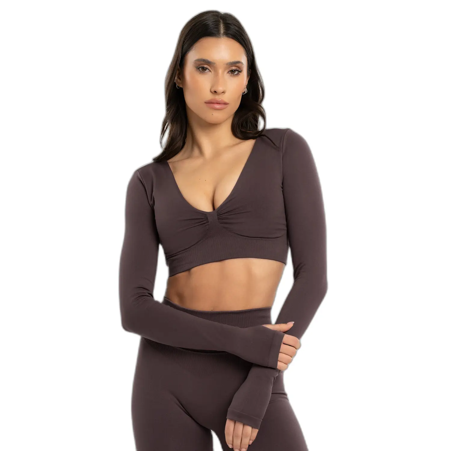 Langarmshirts Damen Gym Glamour Seamless open back