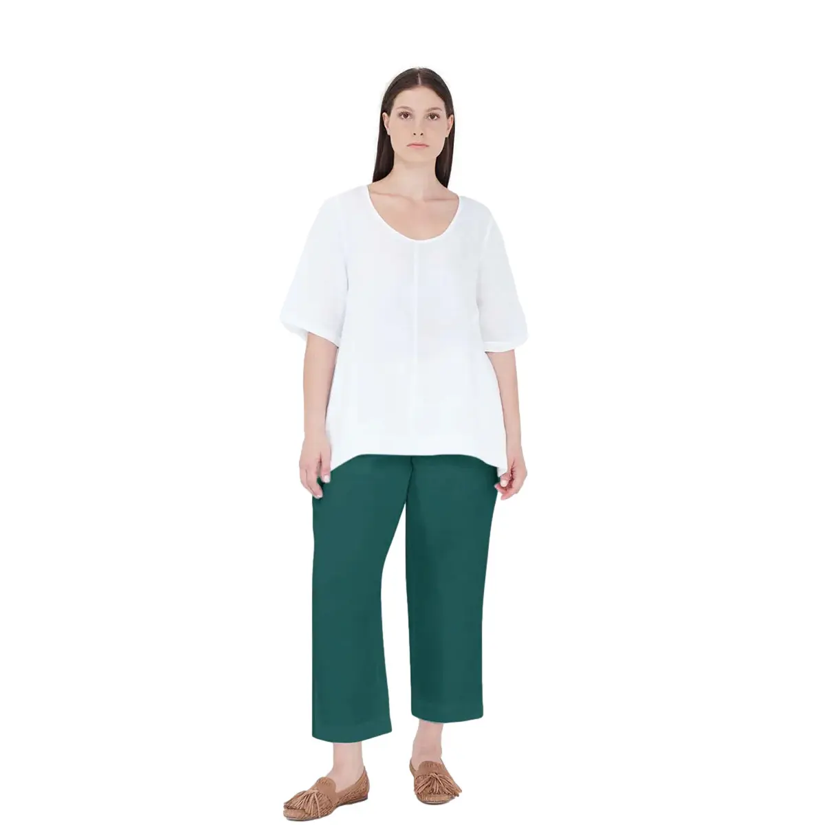 Pantaloni curve in lino donna Haris Cotton