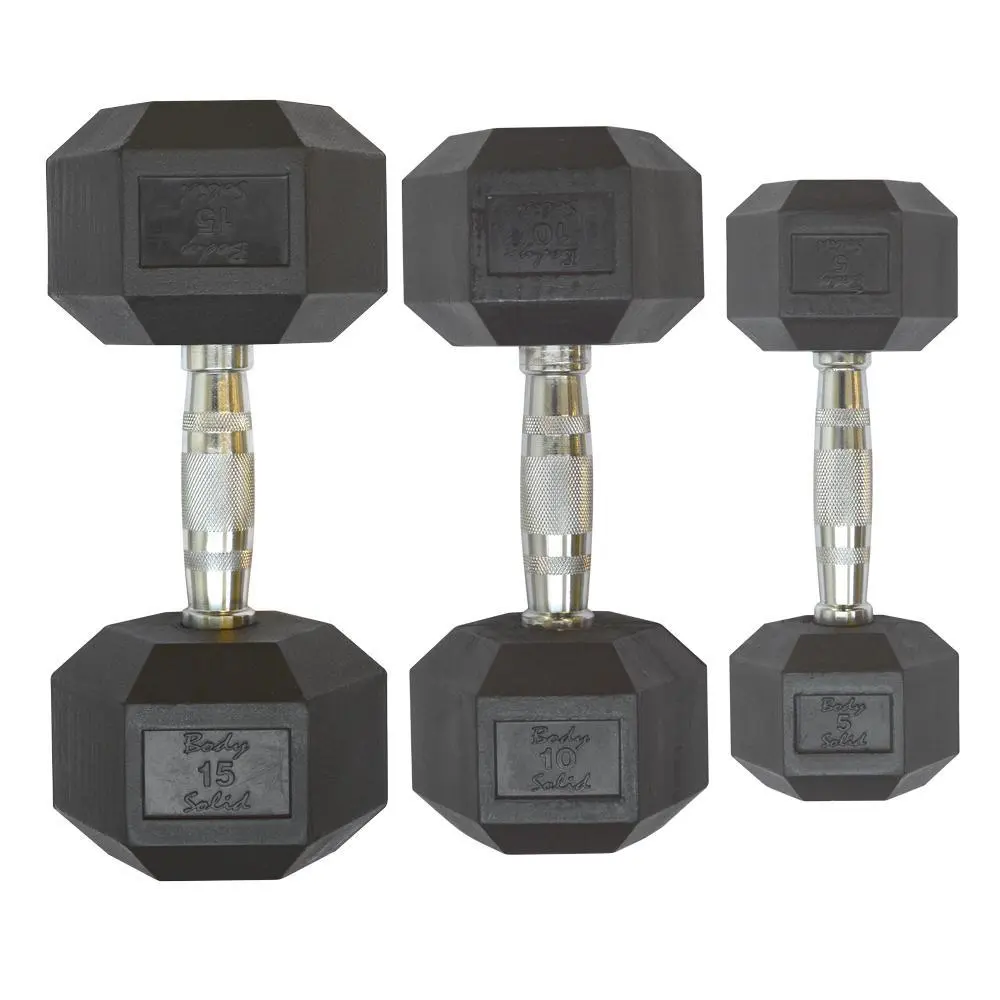 Body-Solid hexagonale rubberen dumbbells 2 kg