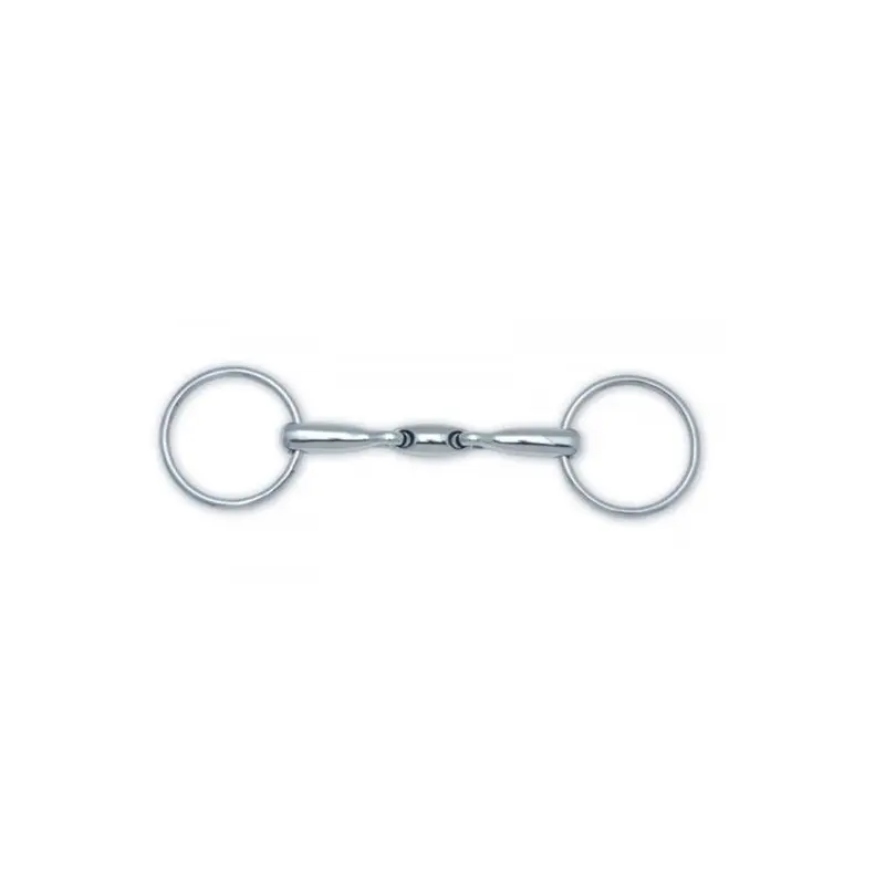 Double curved horse bit with 2 rings HFI