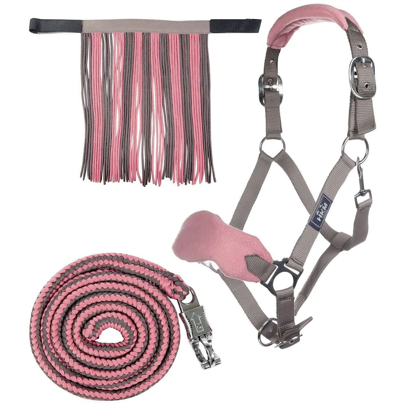 Licol per cavallo con longe e frangia anti-zanzara HKM