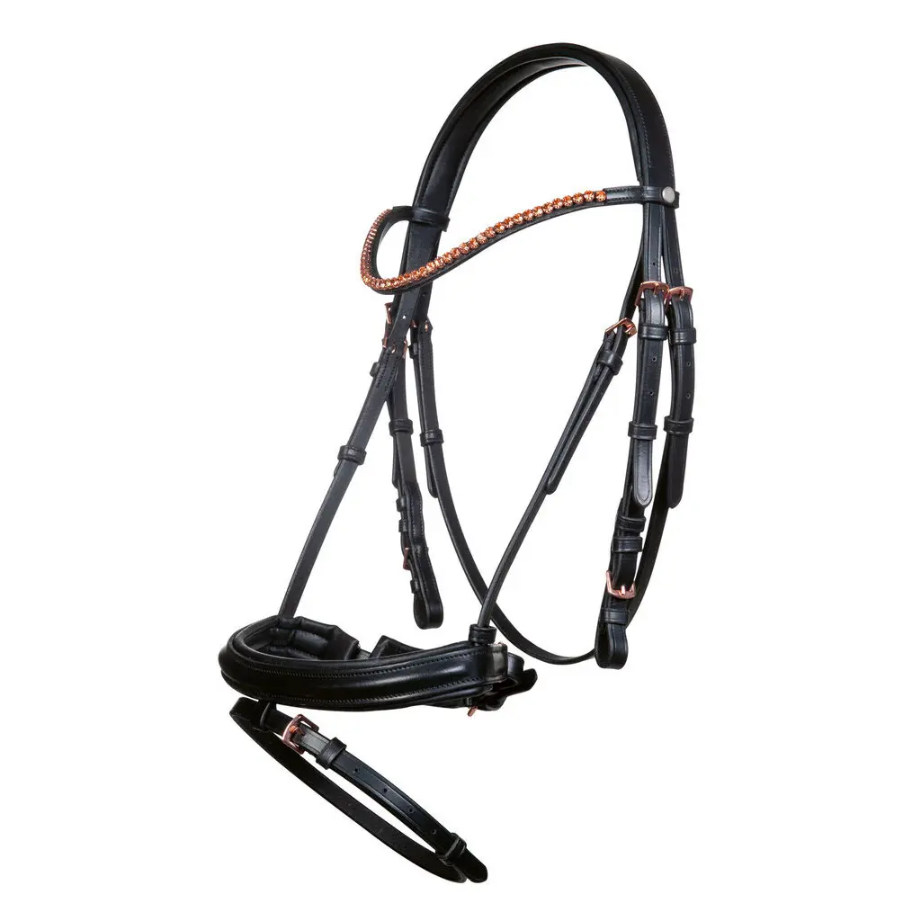Bitless bridle for horses HKM Rosegold Glamour