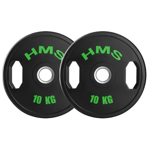 HMS TOG Serie - Olympische Halterschijven - 10 KG - Rubbercoating - Ergonomische Handgrepen