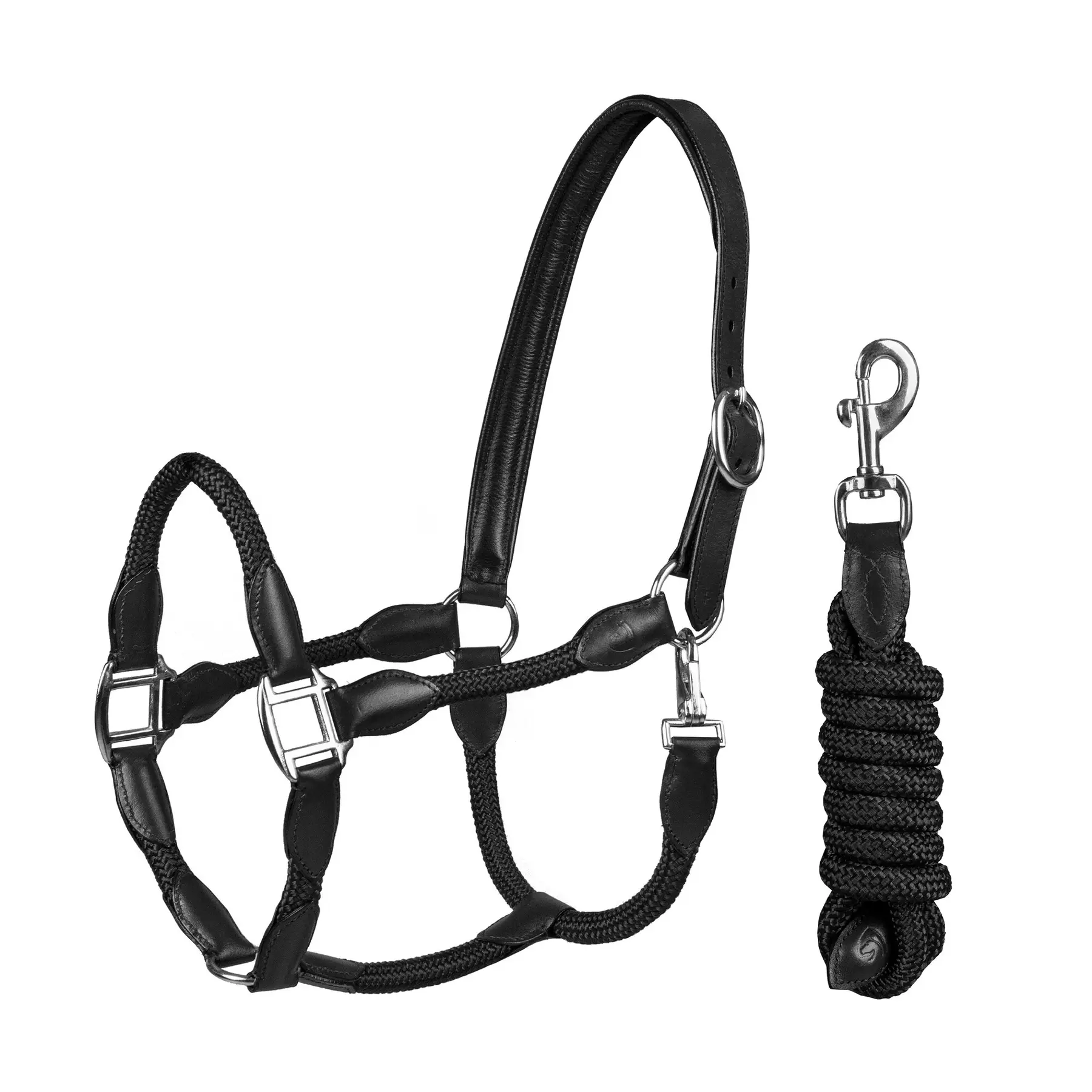 Capestro in cuoio per cavallo con corda HORKA