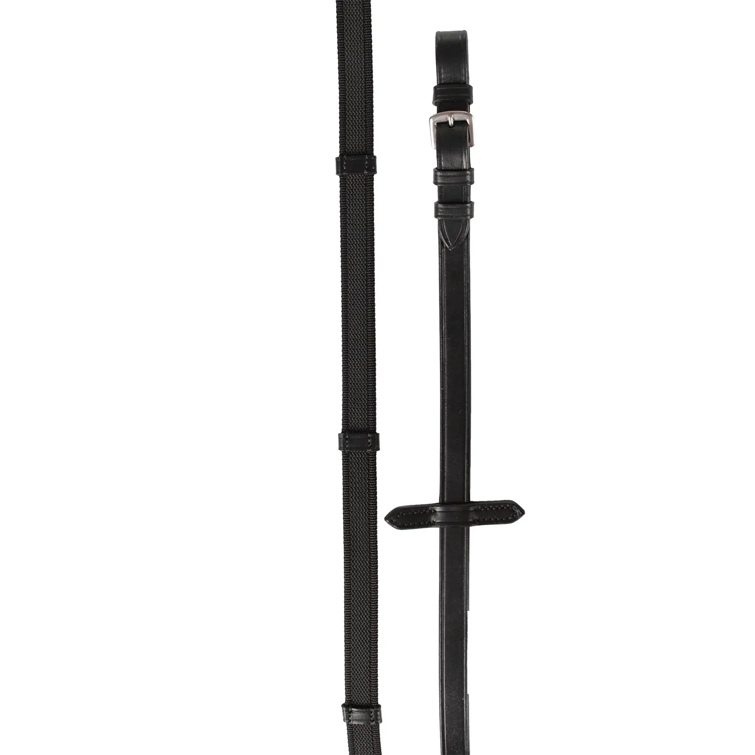 Anti-slip textile/rubber reins for horse with hand grips HORKA