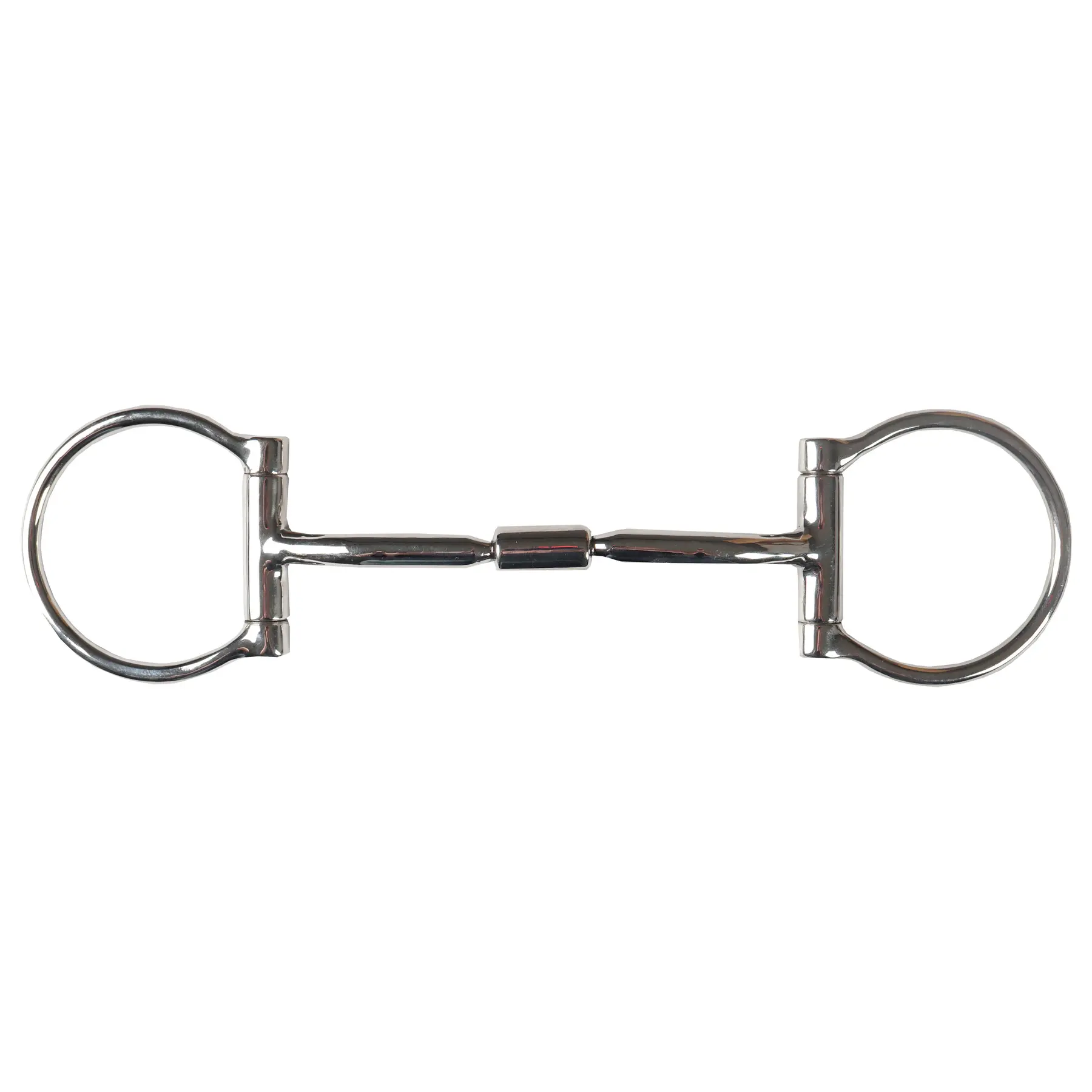 Double jointed horse bit with two rings and roller HORKA