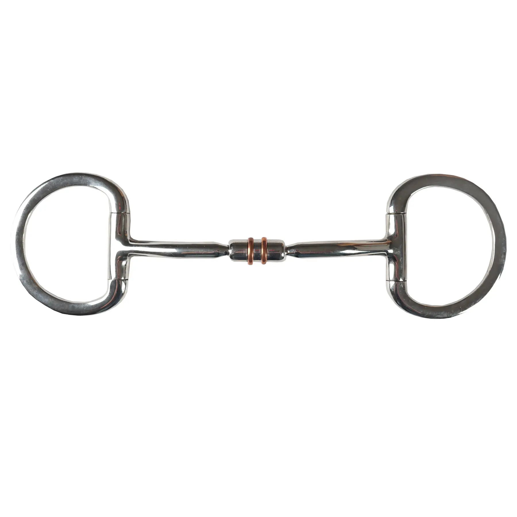 Double jointed horse bit with copper roller and 2 rings HORKA