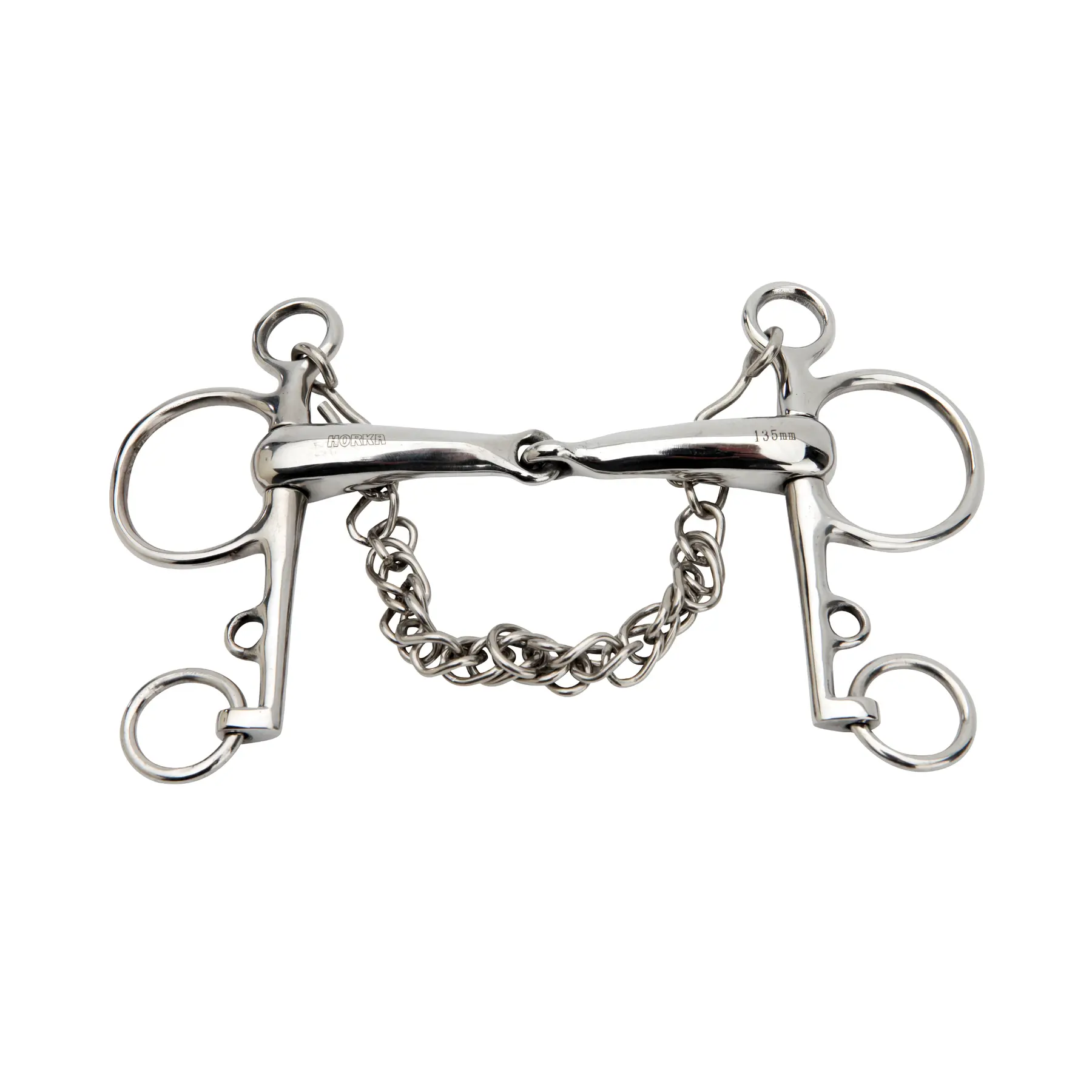 Stainless steel jointed mouth bit for horse HORKA Pelham