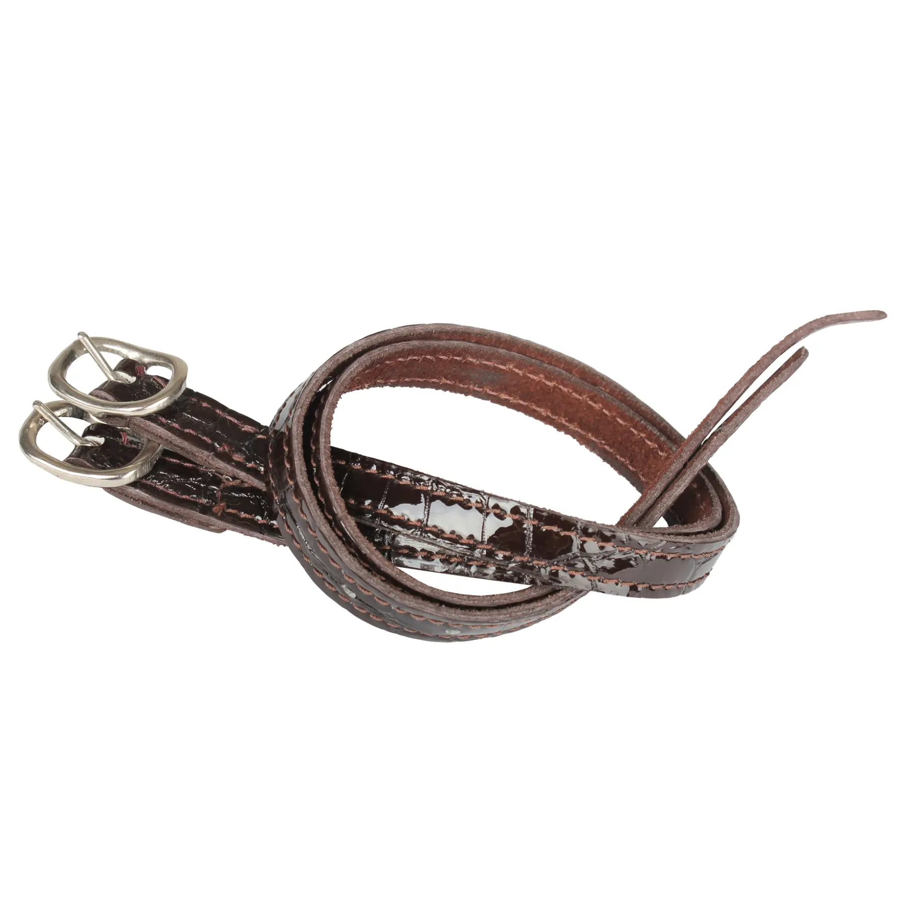 Pair of patent croc spur straps HORKA