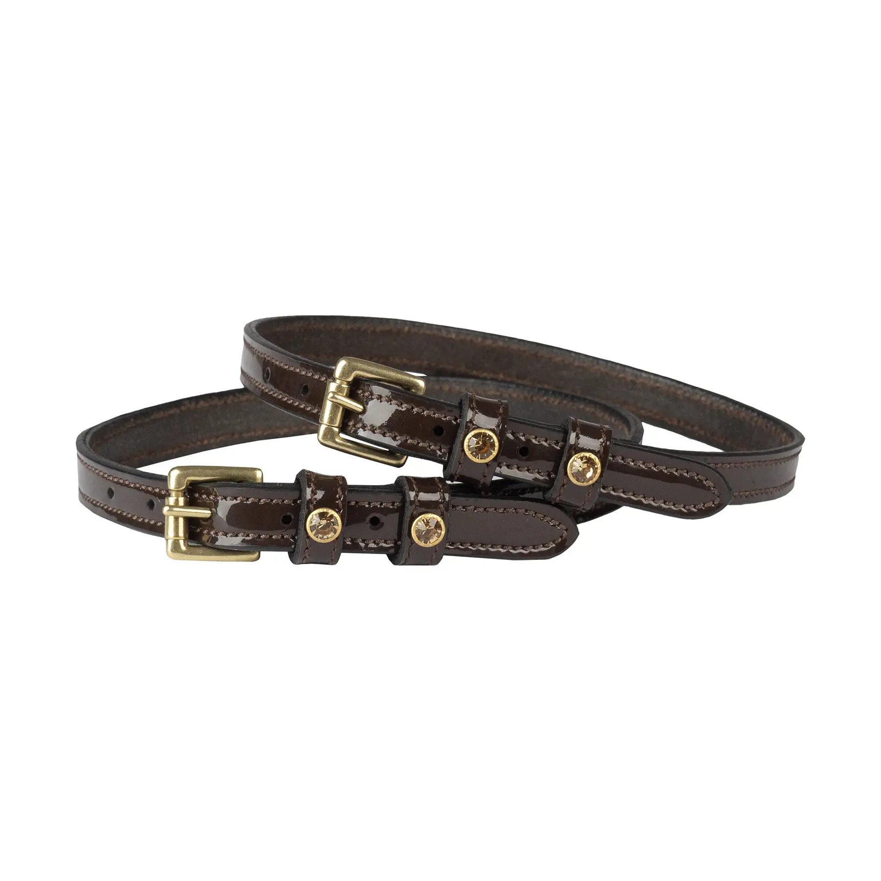 Varnished spur strap double leather diamond HORKA (x2)