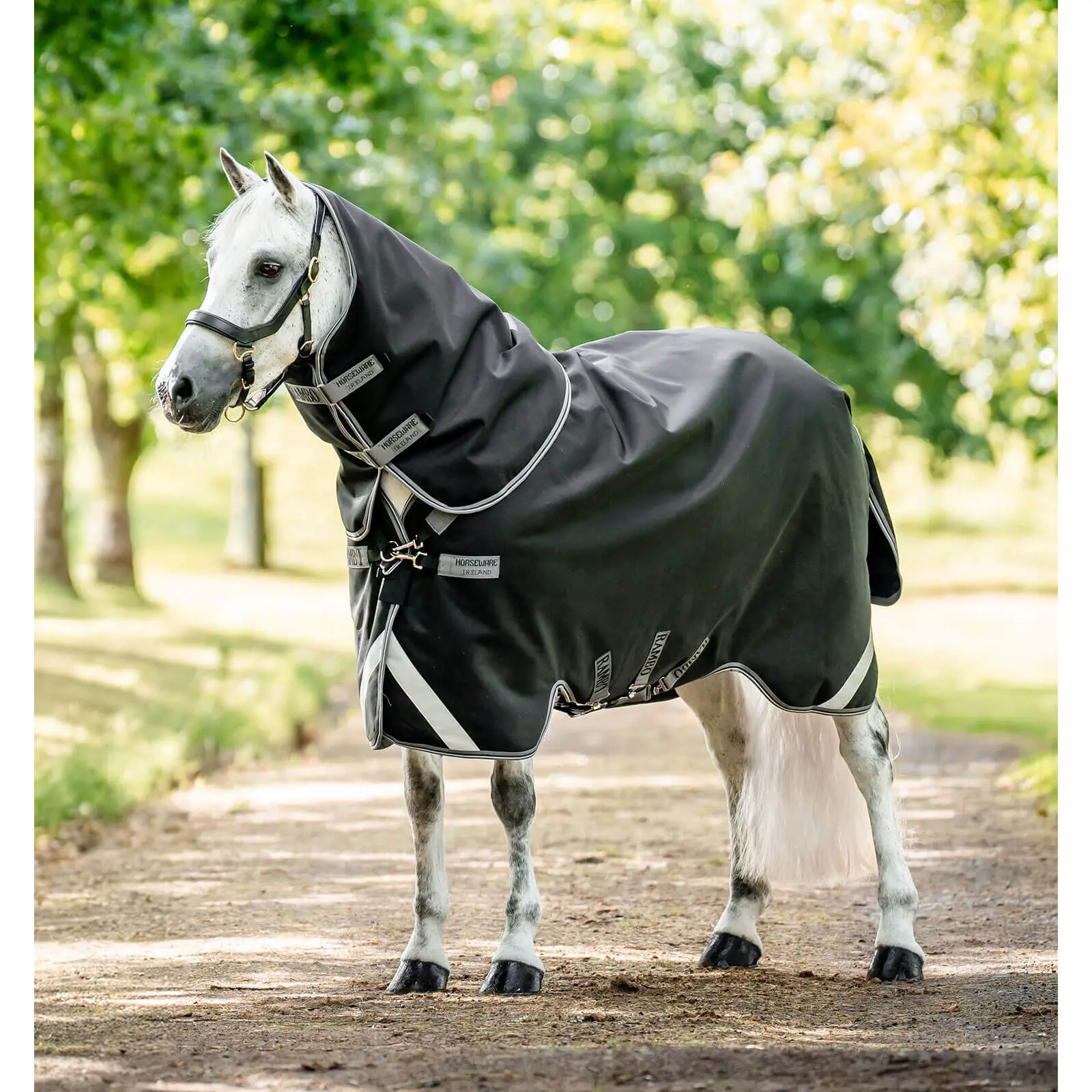 Rambo Supreme 1680D Turnout Med VL 250g Zwart/Onweersgrijs & Zilver 87_7'3"