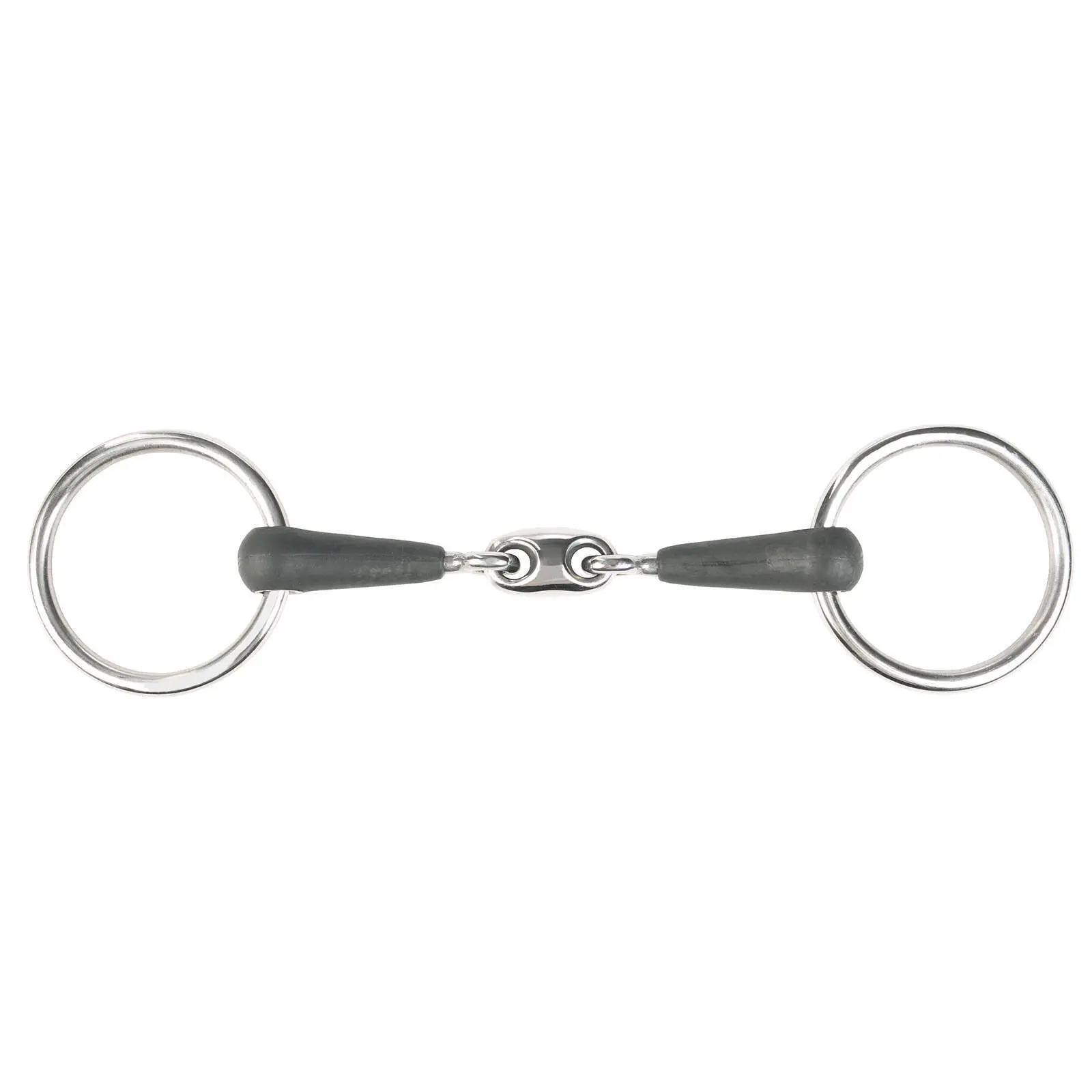 Two-ring snaffle bit with double rubber break Horze Chantilly