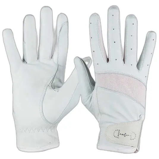 Reithandschuhe aus Leder und Mesh, Damen Horze