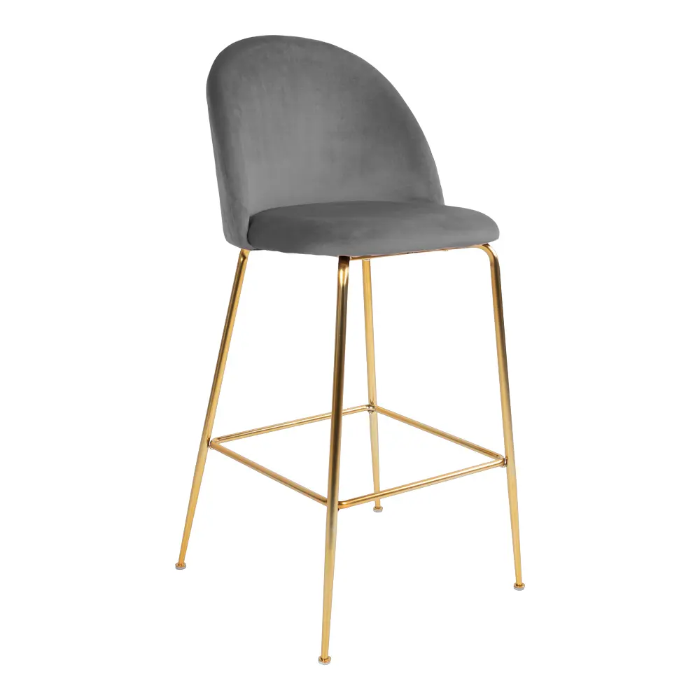 Chaise de bar en velours avec pieds aspect laiton House Nordic Lausanne Chaise de bar en velours avec pieds aspect laiton House Nordic Lausanne