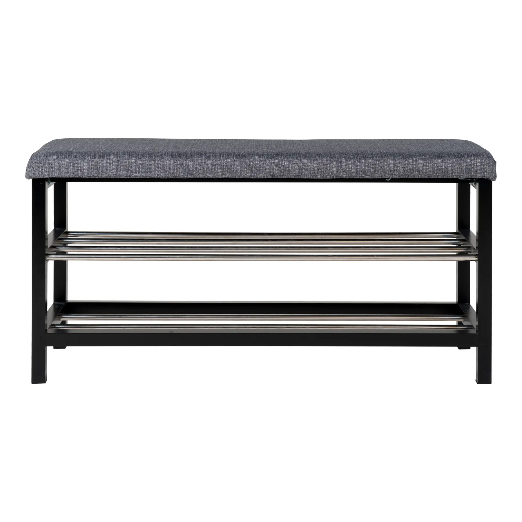 Banc avec coussin et 2 étagères pieds noirs House Nordic Padova
