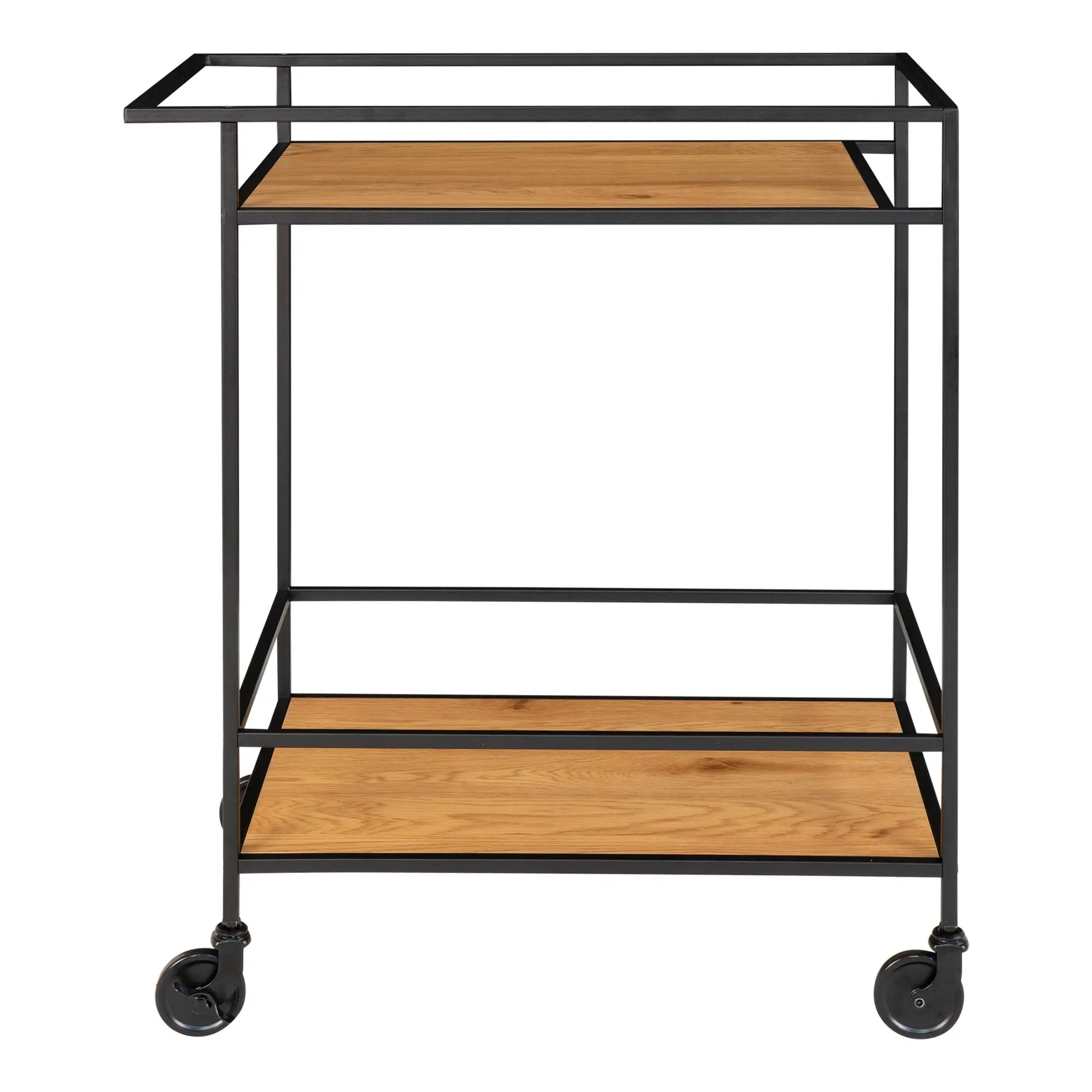 Chariot de bar avec 2 étagères aspect chêne avec pieds noirs House Nordic Vita Chariot de bar avec 2 étagères aspect chêne avec pieds noirs House Nordic Vita