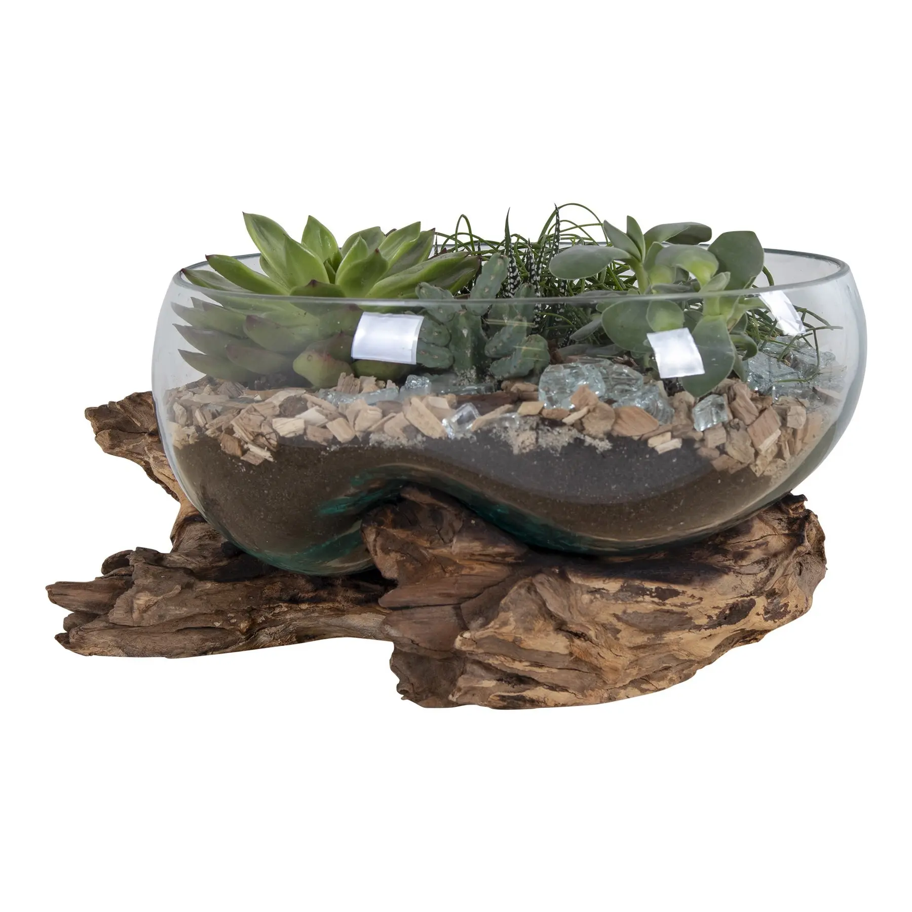 Vase aus Teakholz und Glas, Natur House Nordic San Marino
