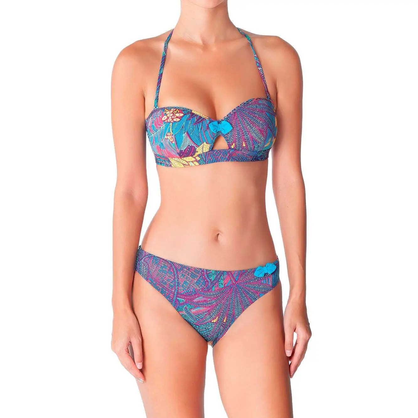 Bandeau-Bikinioberteil Damen Huit Tropical Jungle