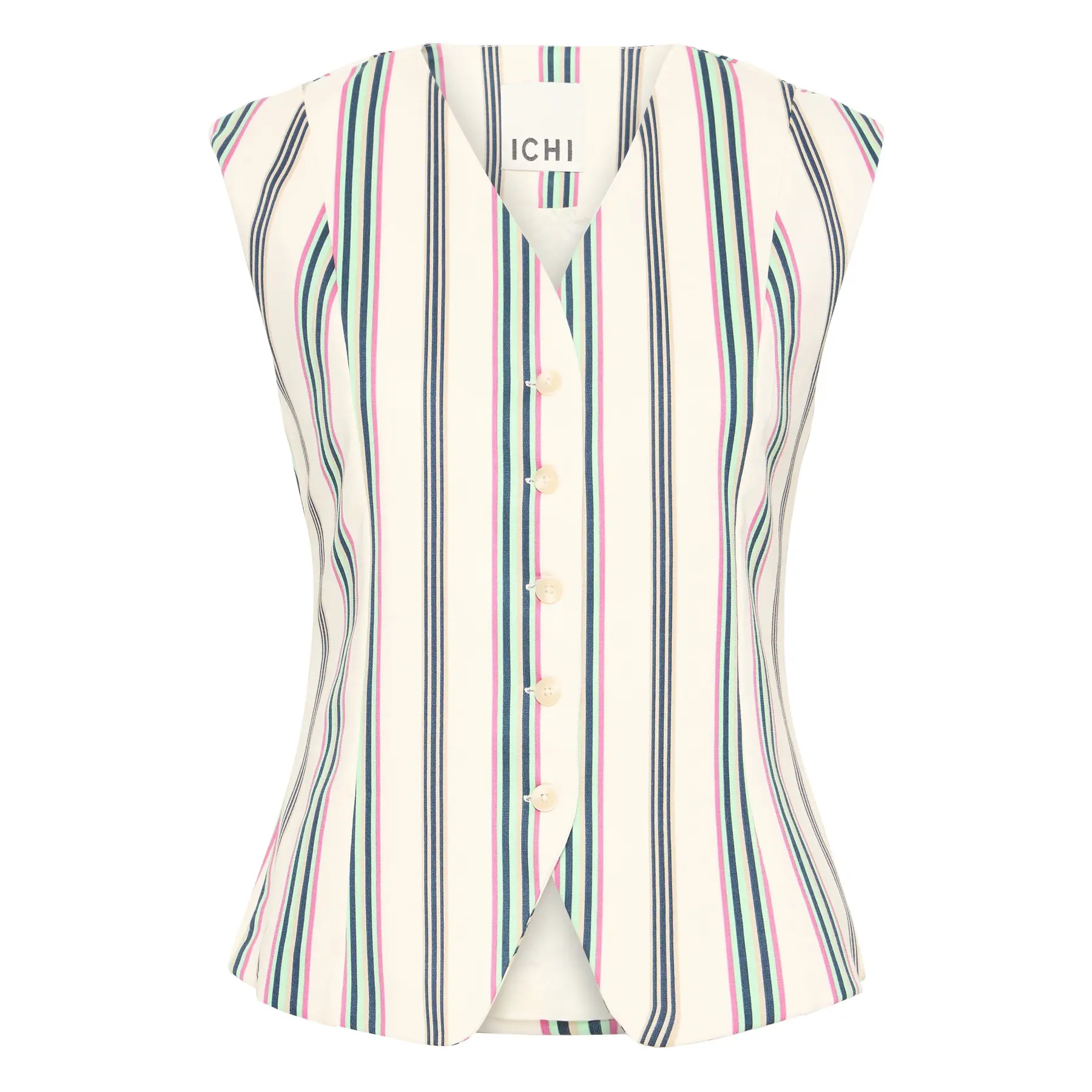 Ichi Women's Blanc Printed Suit Waistcoat Kate