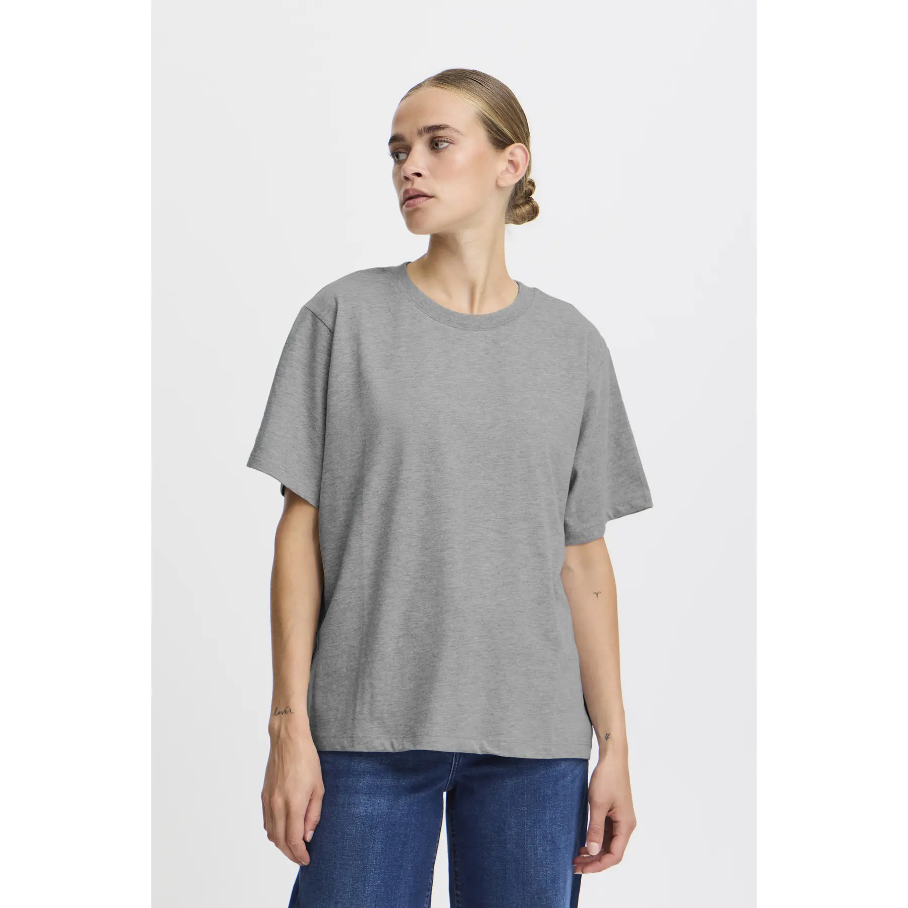 Ichi Women's Grey T-Shirt Palmer Loose