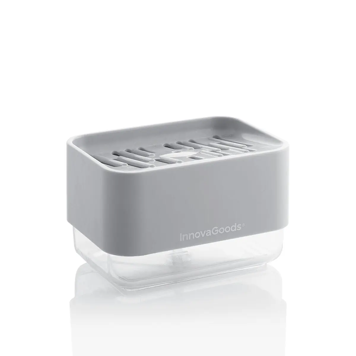 Innovagoods Transparent/Grau/Grün Seifenspender + Seifenschale, Spülmittelspender Für Küchenschwamm - Image 3