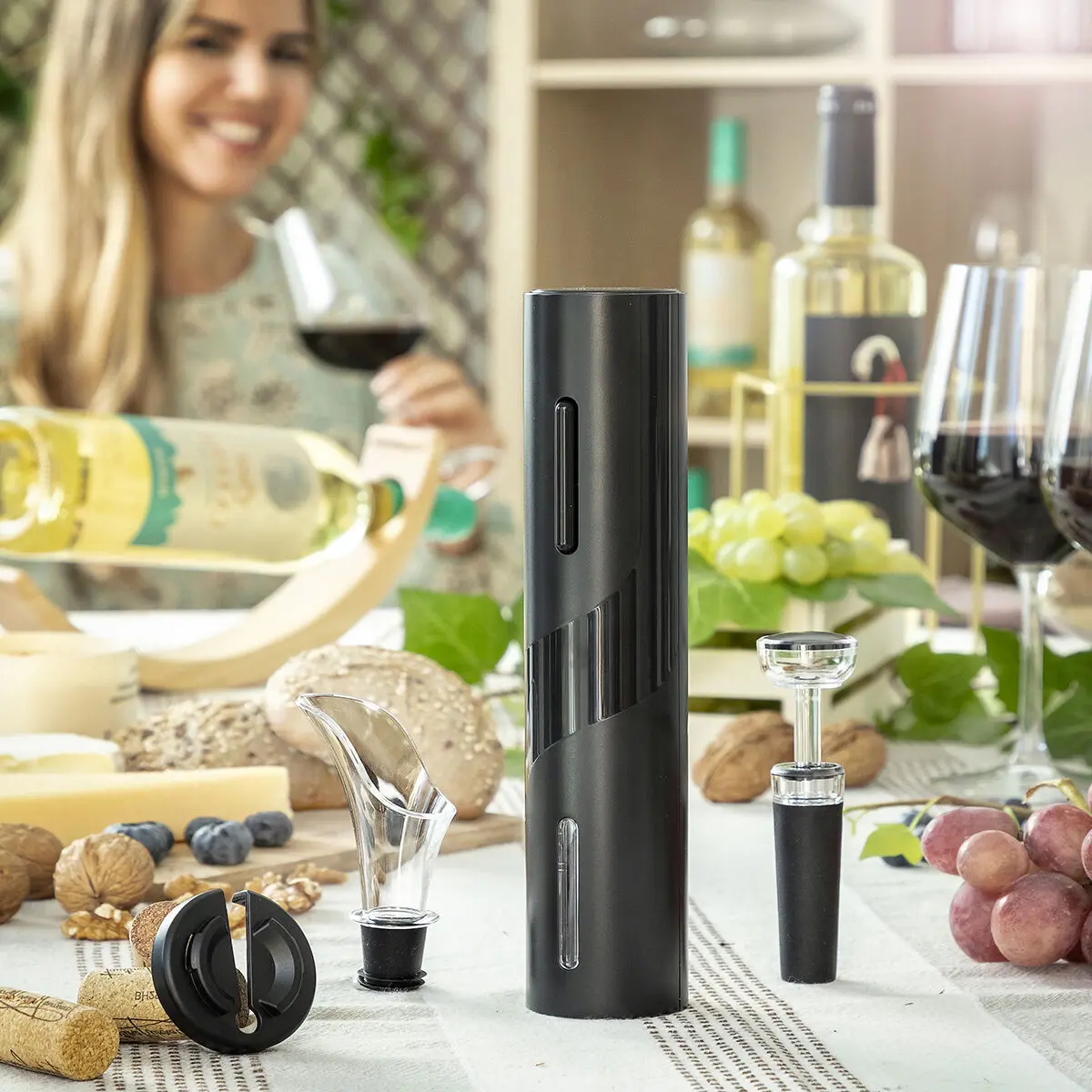 Elektrischer Korkenzieher mit Weinzubehör InnovaGoods Corking