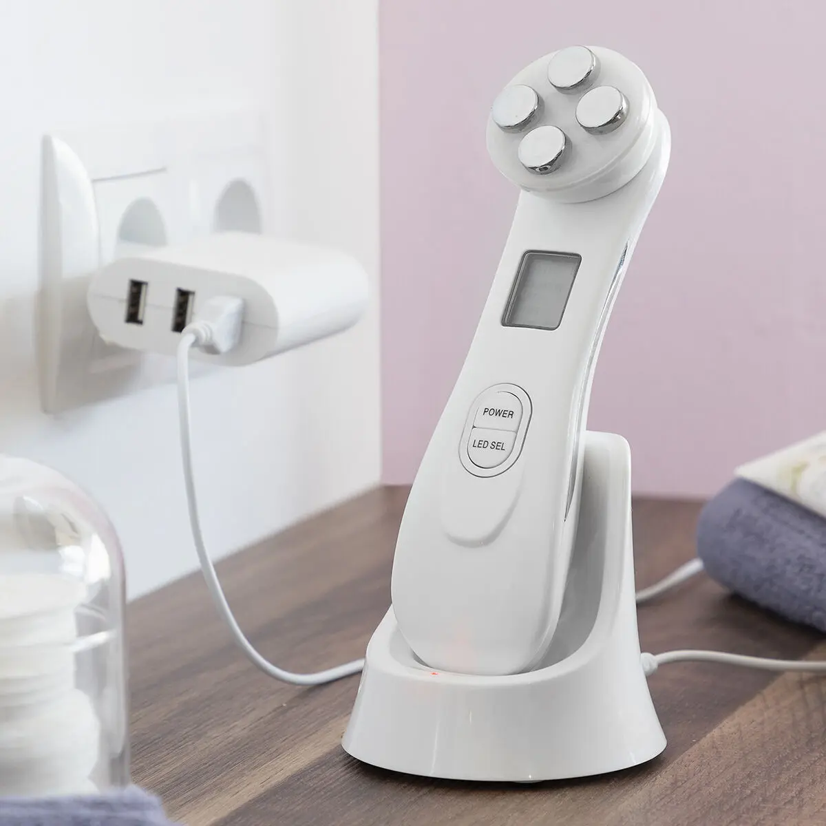 Gezichtsmassageapparaat met radiofrequentie, fototherapie en elektrostimulatie InnovaGoods Wace