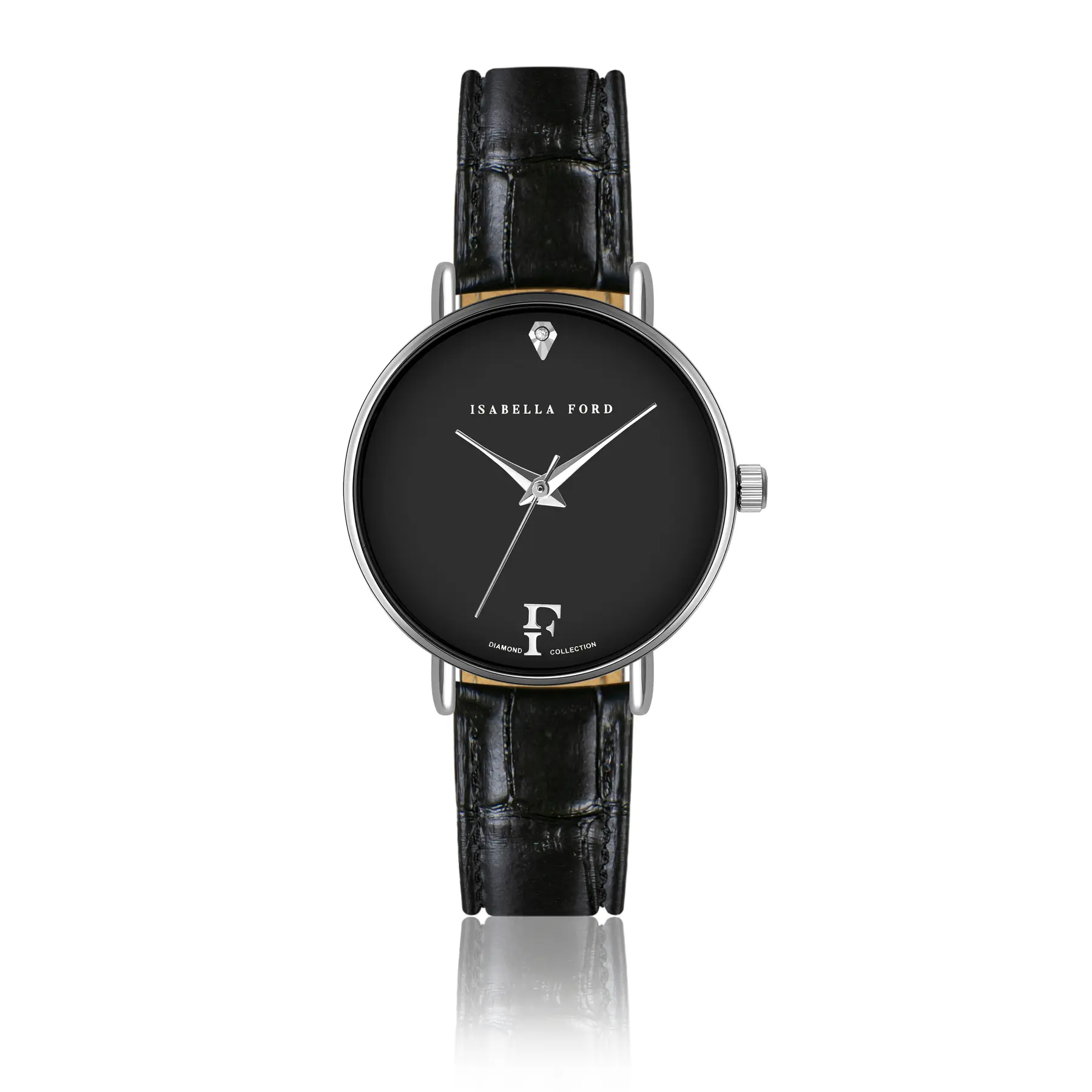 Isabella Ford Women's Black Leather Watch Woman Infinity