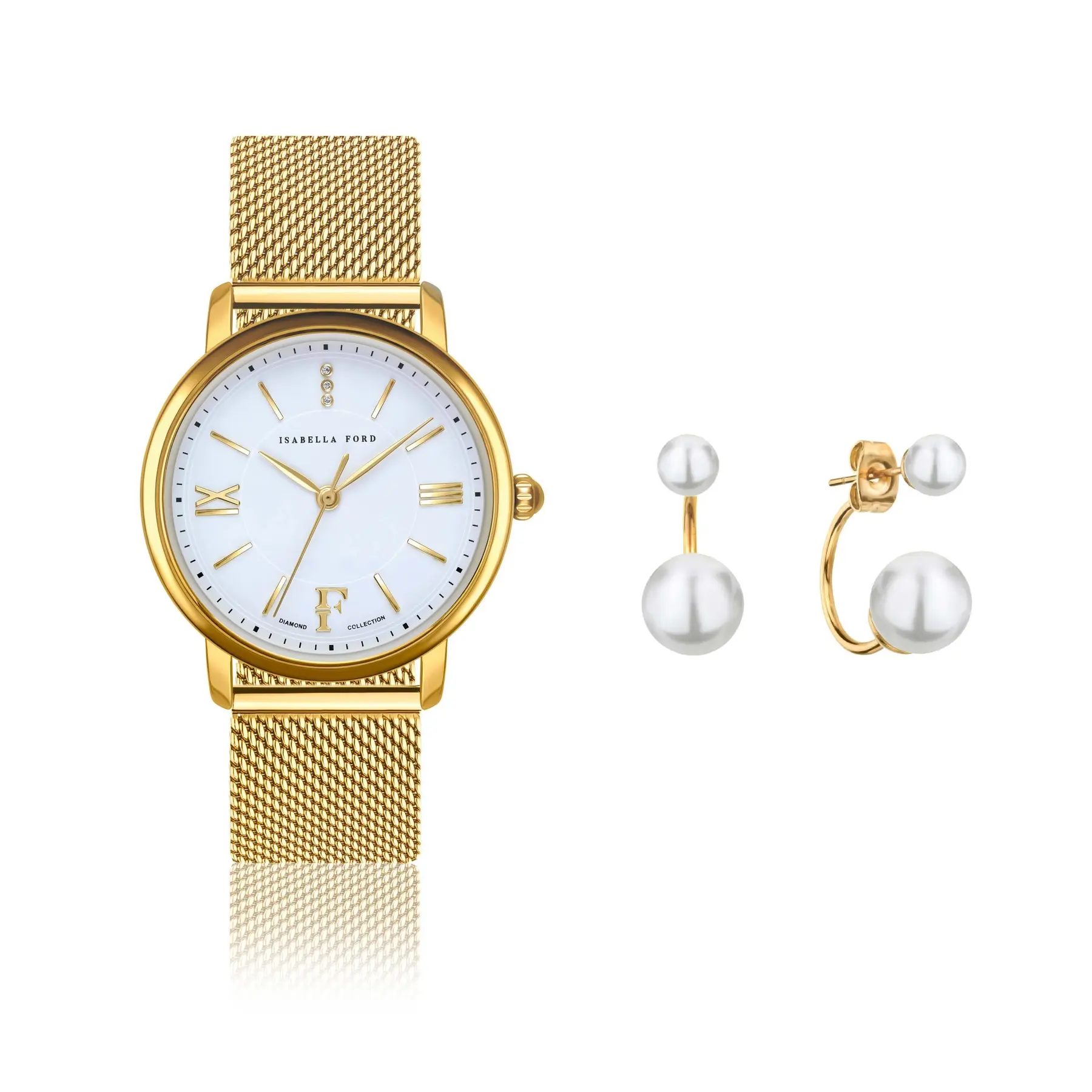 Uhren- und Ohrring-Set für Damen Isabella Ford Selene