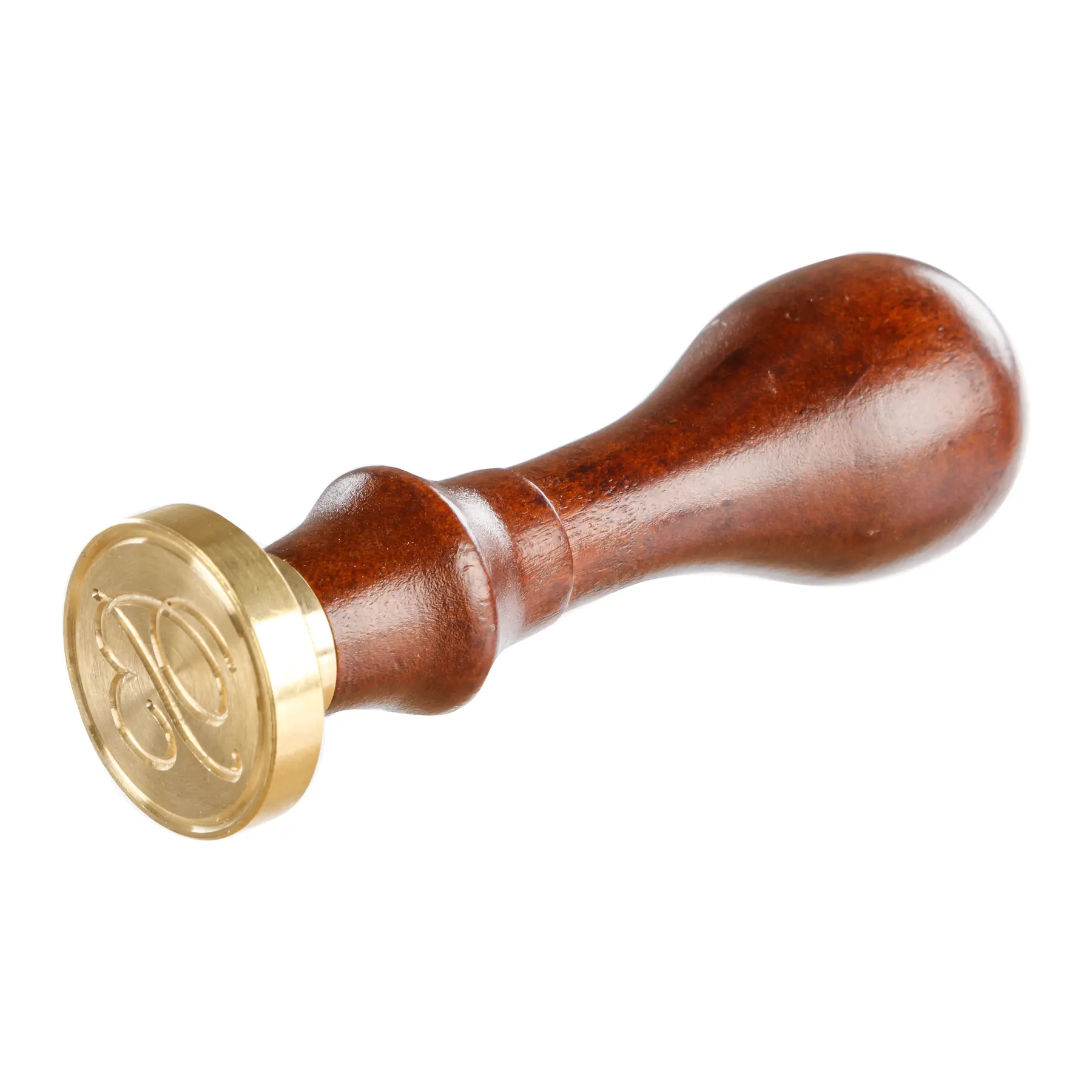 Timbro con manico in legno e disco rotondo in ottone, alfabeto inglese ø 24 mm Jacques Herbin B