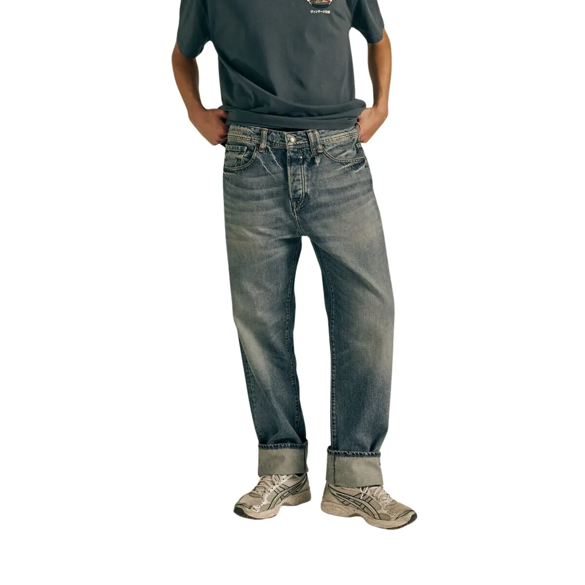 Jeans mit umgeschlagenem Saum Japan Rags Fukui