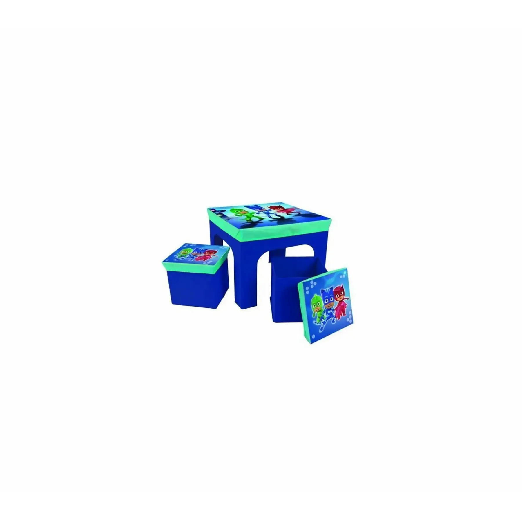 Ensemble table avec 2 tabourets de rangement enfant Fun House Pyjamasques Ensemble table avec 2 tabourets de rangement enfant Fun House Pyjamasques