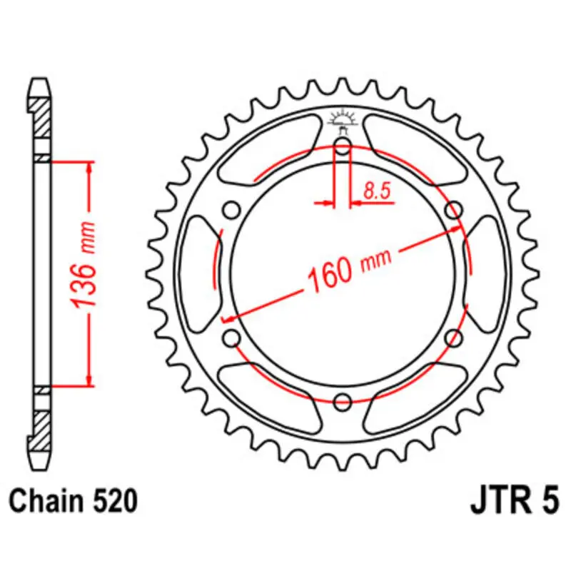 Standaard stalen motor tandwiel JT Sprockets 520 Aprilia Tuareg 350 / BMW G 310 R ABS (0G01)