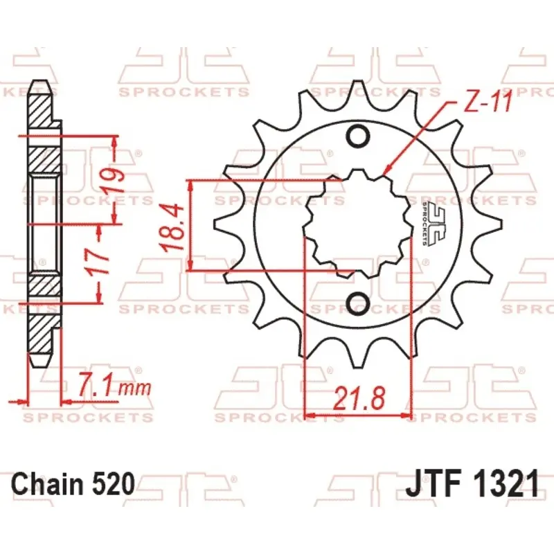 Stalen standaard tandwiel voor motor JT Sprockets 520 Honda XR 250 L (MD22) 13T