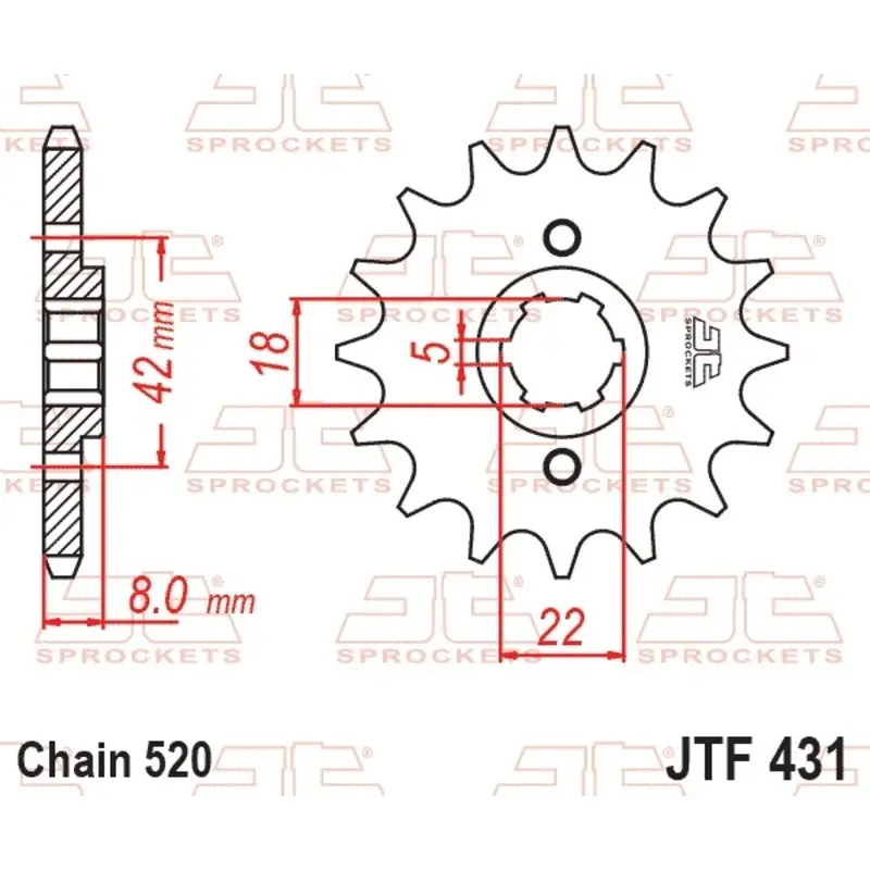 Standard Stahl Motorradritzel JT Sprockets 520 Suzuki RM 400 14T