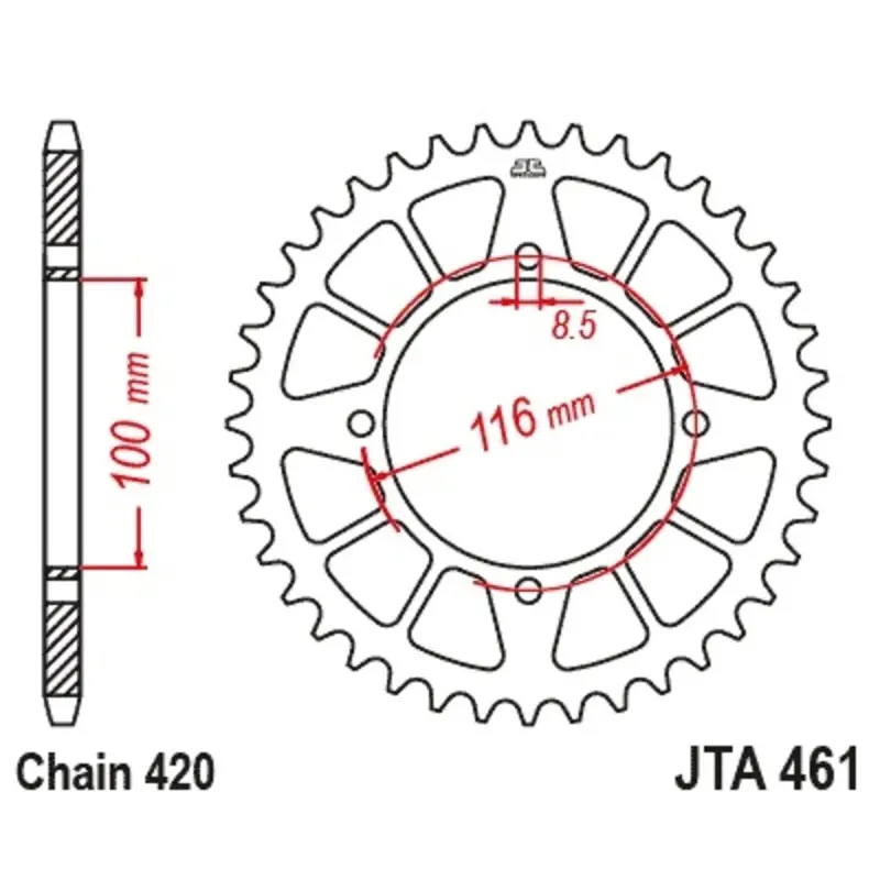 Motorradkrone JT Sprockets Kawasaki KX 80 BIG WHEELS 19/16 (KX80Y) [80]/Kawasaki KX 80 BIG WHEELS 19/16 (KX80Z) [80]/Kawasaki KX 85 BIG WHEELS 19/16 (KX85B) [85]