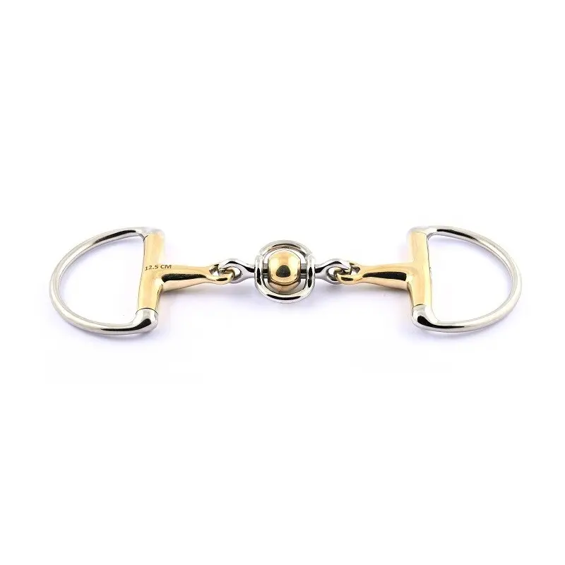 Mors olive per cavallo con doppia brisure in inox e sfera in german silver Jump'In