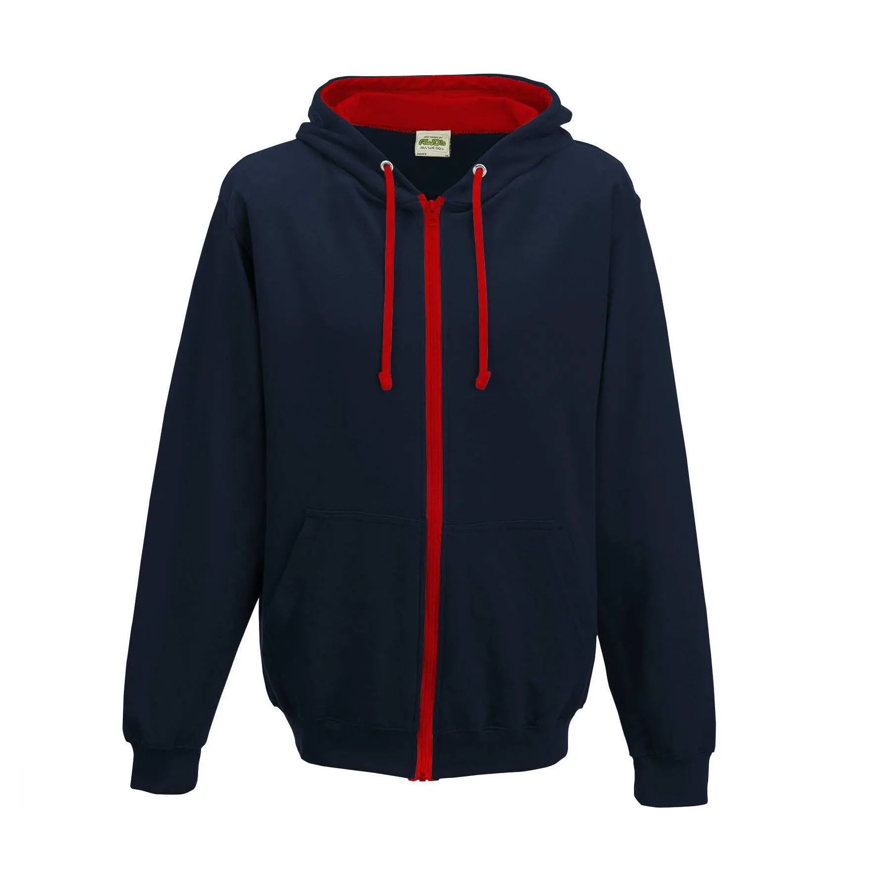 Kontrastierter Reißverschluss-Hoodie Just Hoods Varsity