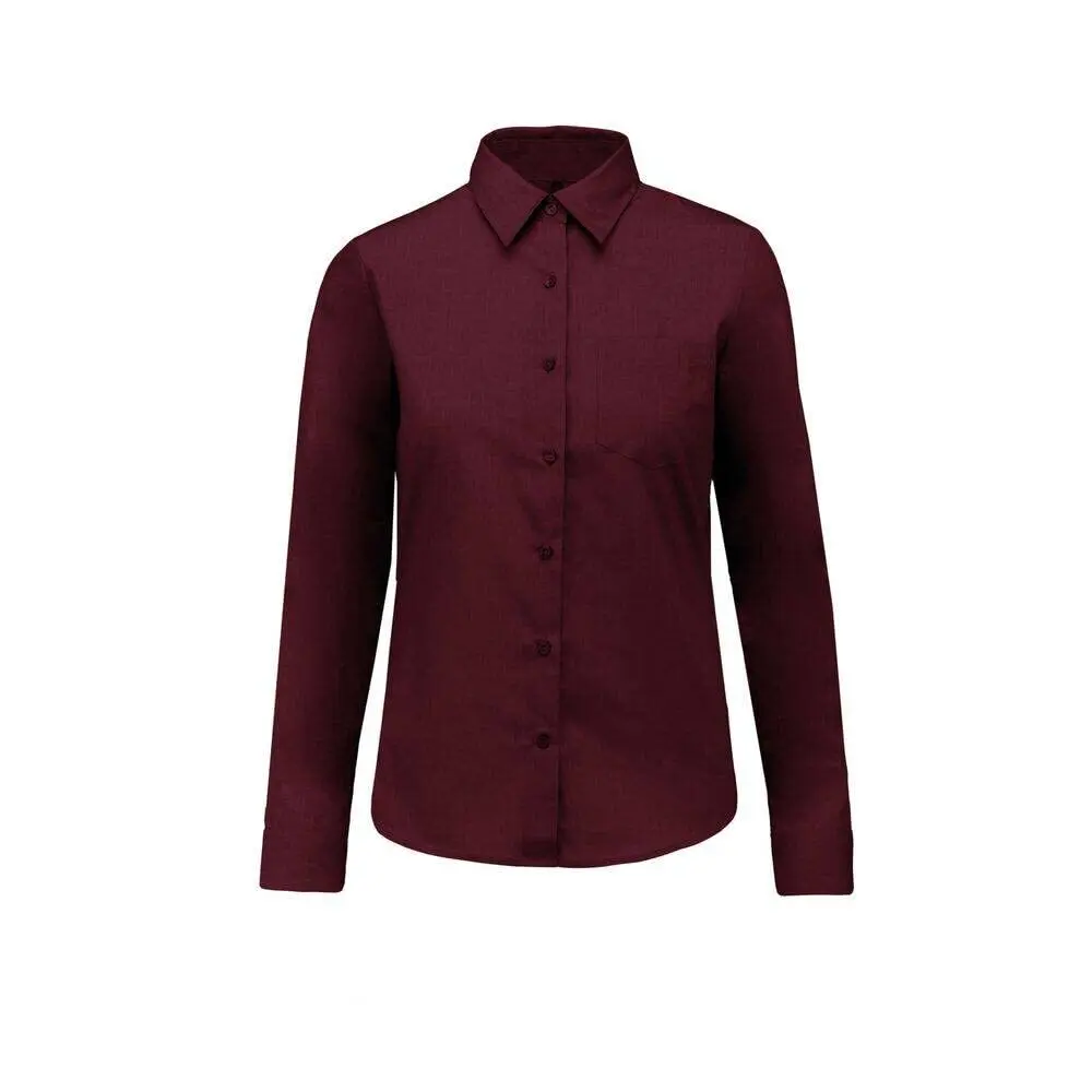 Kariban Donna Rosso Camicia Da A Maniche Lunghe Jesica