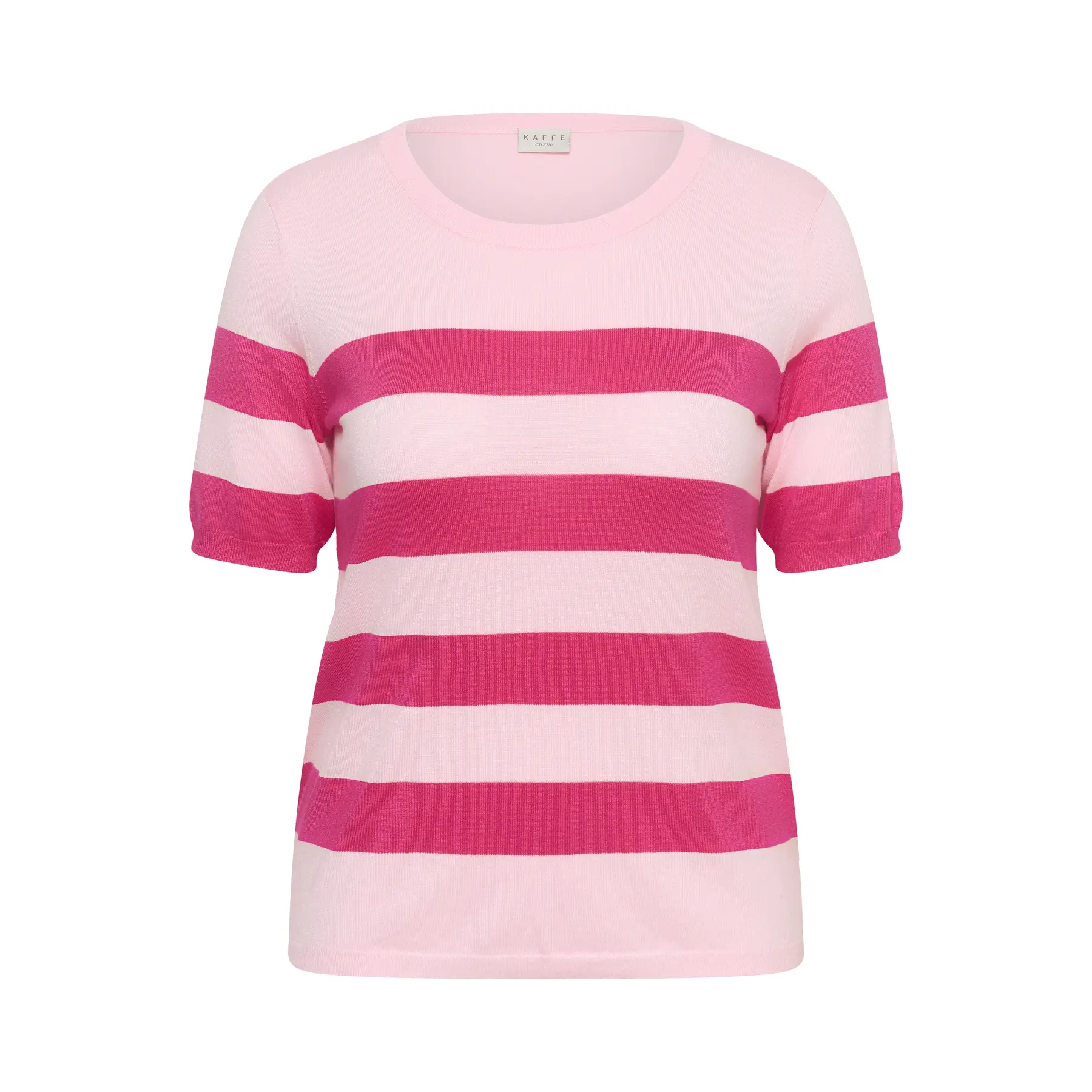 Gestreifter Pullover mit kurzen Ärmeln für Frauen KAFFE Curve Lizzy