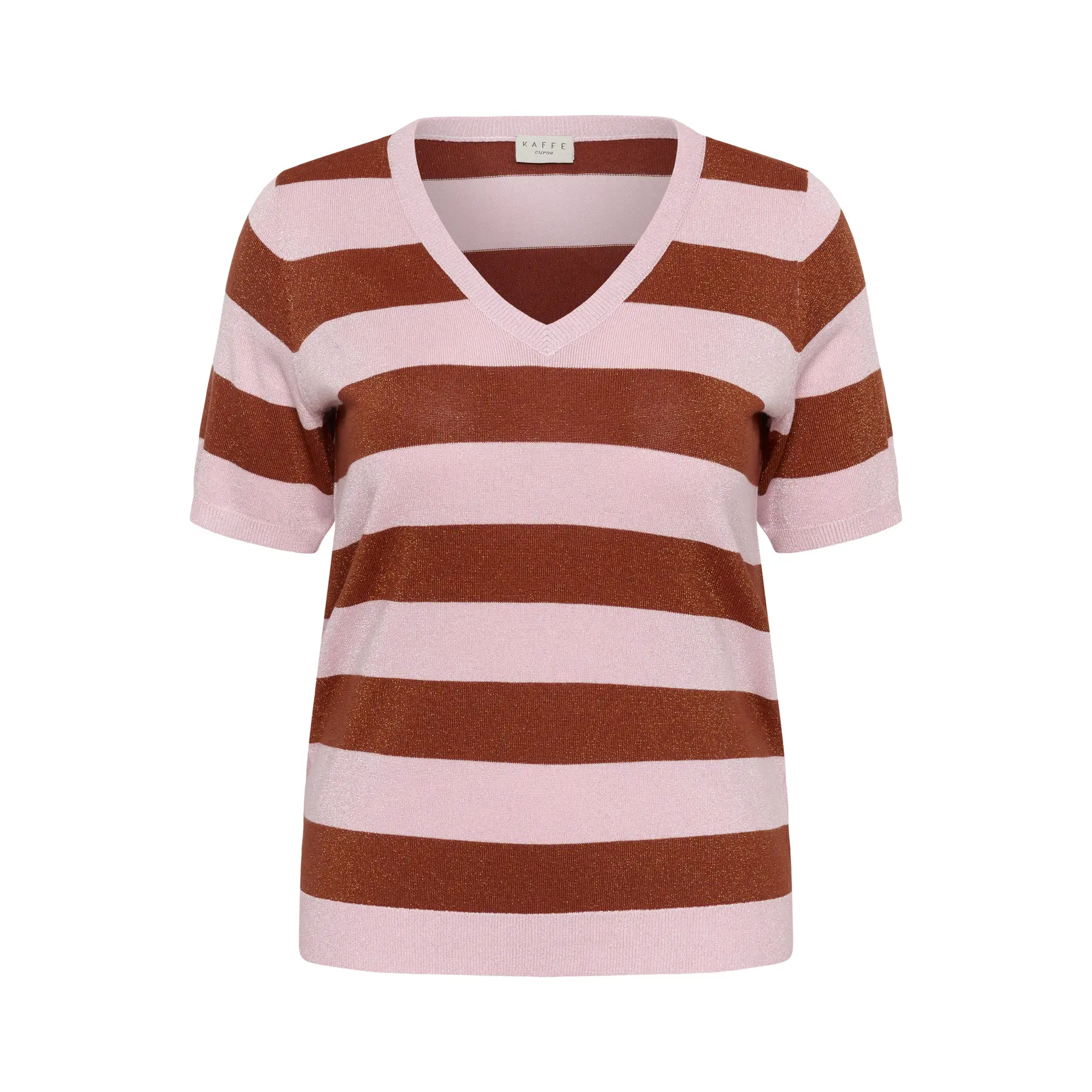 Damen V-Ausschnitt Pulli KAFFE Curve Regitta Stripe